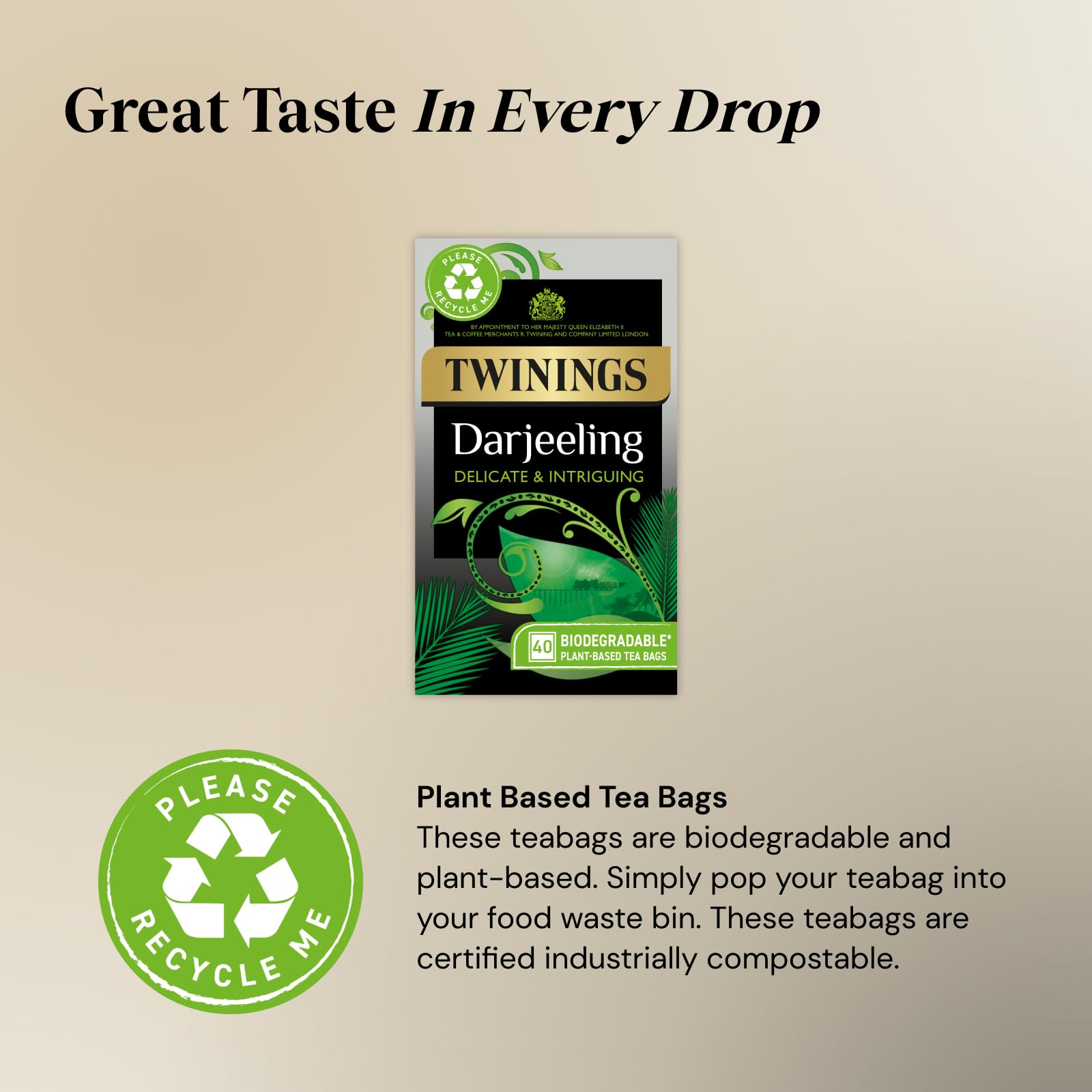 Twinings Darjeeling Black Tea - 40 Vegan Teabags | Light, Delicate Flavor | 100g 2