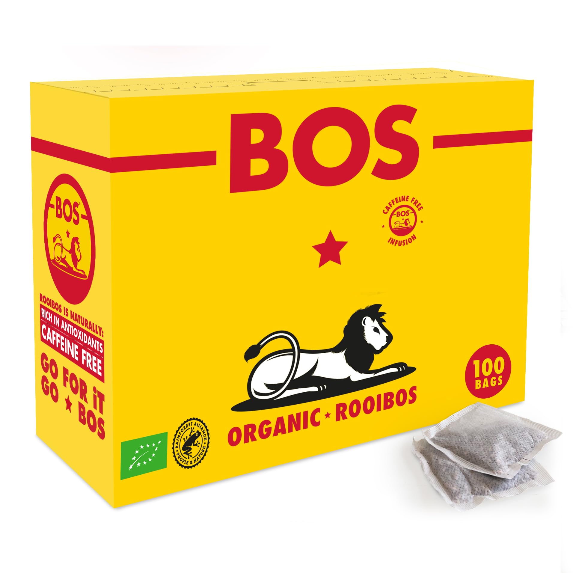 BOS Organic Rooibos Herbal Tea - Caffeine Free | 100 Teabags | 250g Carton