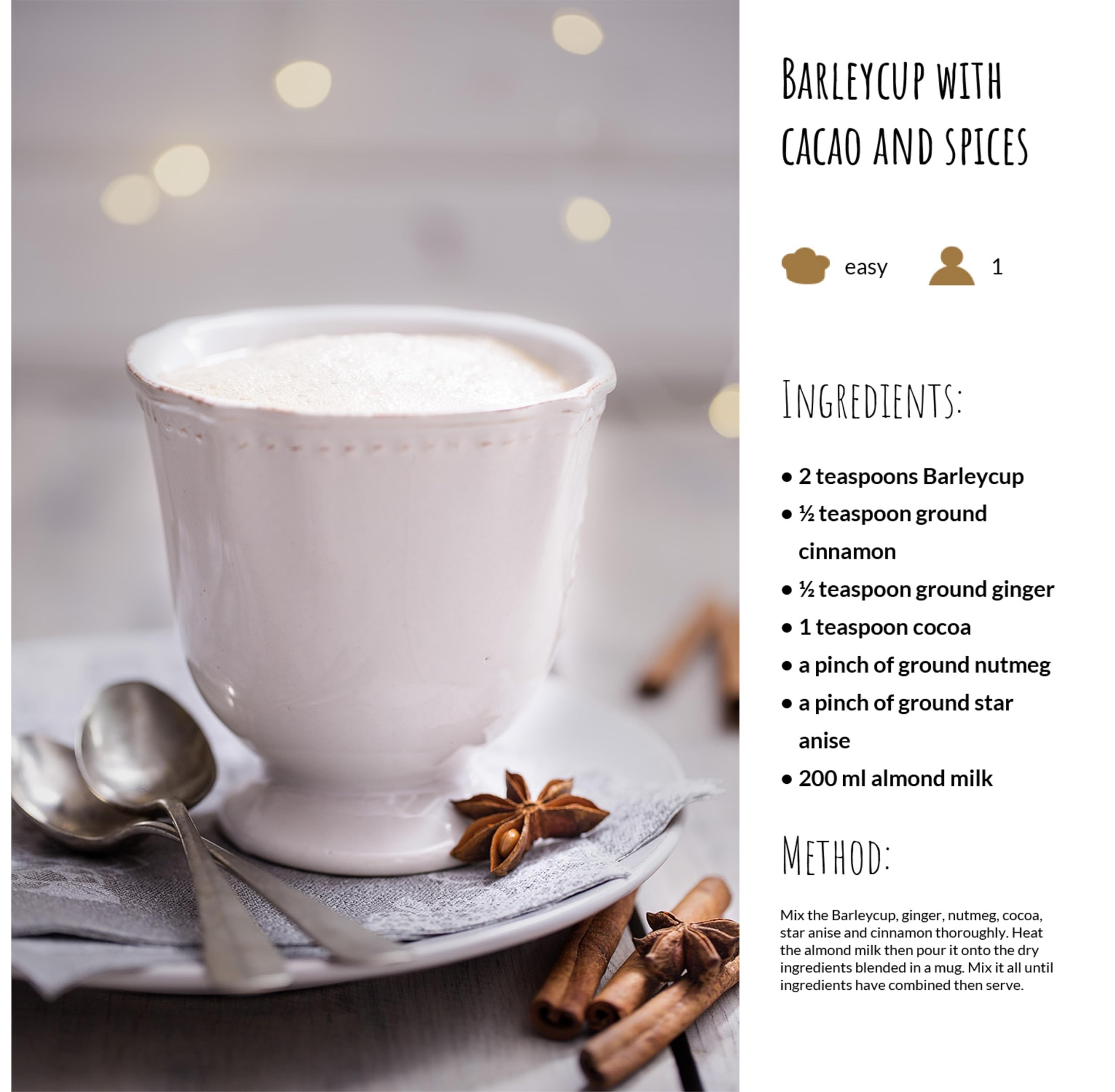 Barleycup Instant Grain Beverage 200g - Caffeine-Free Vegan Coffee Substitute with Roasted Barley, Rye & Chicory