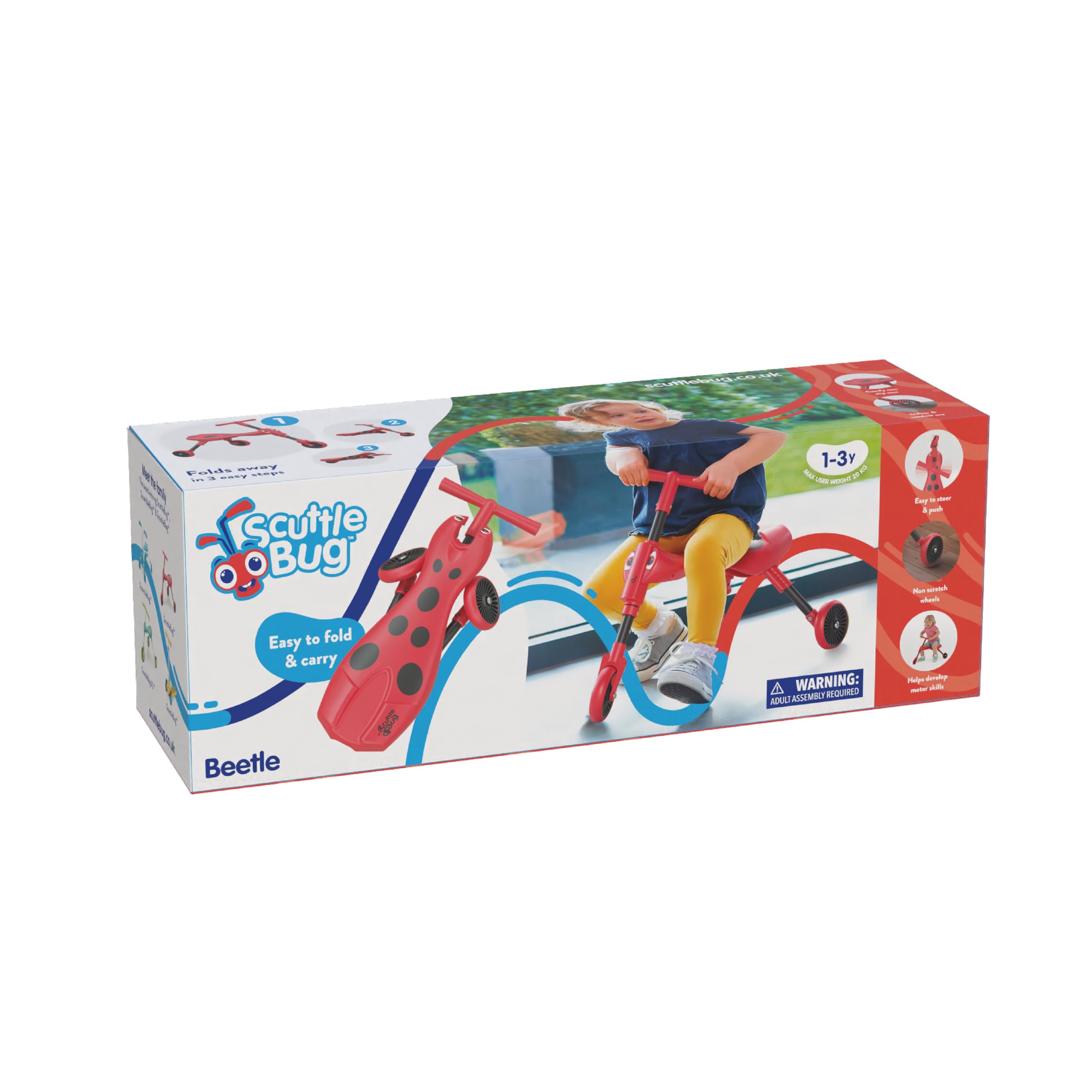 Scuttlebug 3-Wheel Foldable Ride-On Tricycle - Beetle Trike for 1-3 Year Olds 4