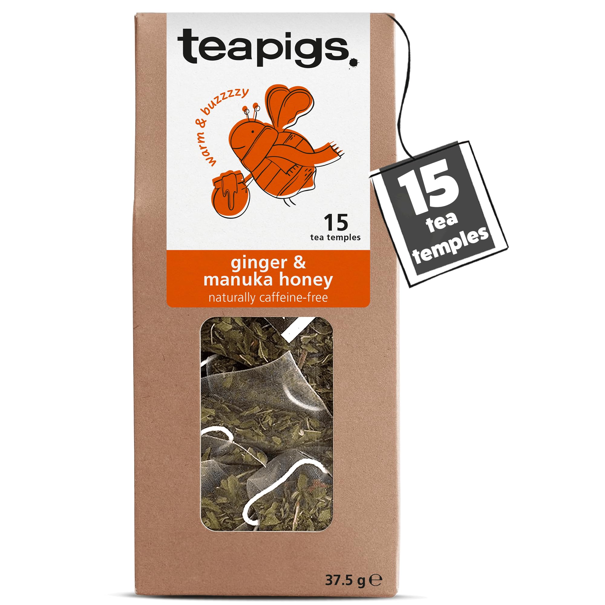 teapigs Ginger & Manuka Honey Tea - Caffeine-Free Herbal Tea Bags