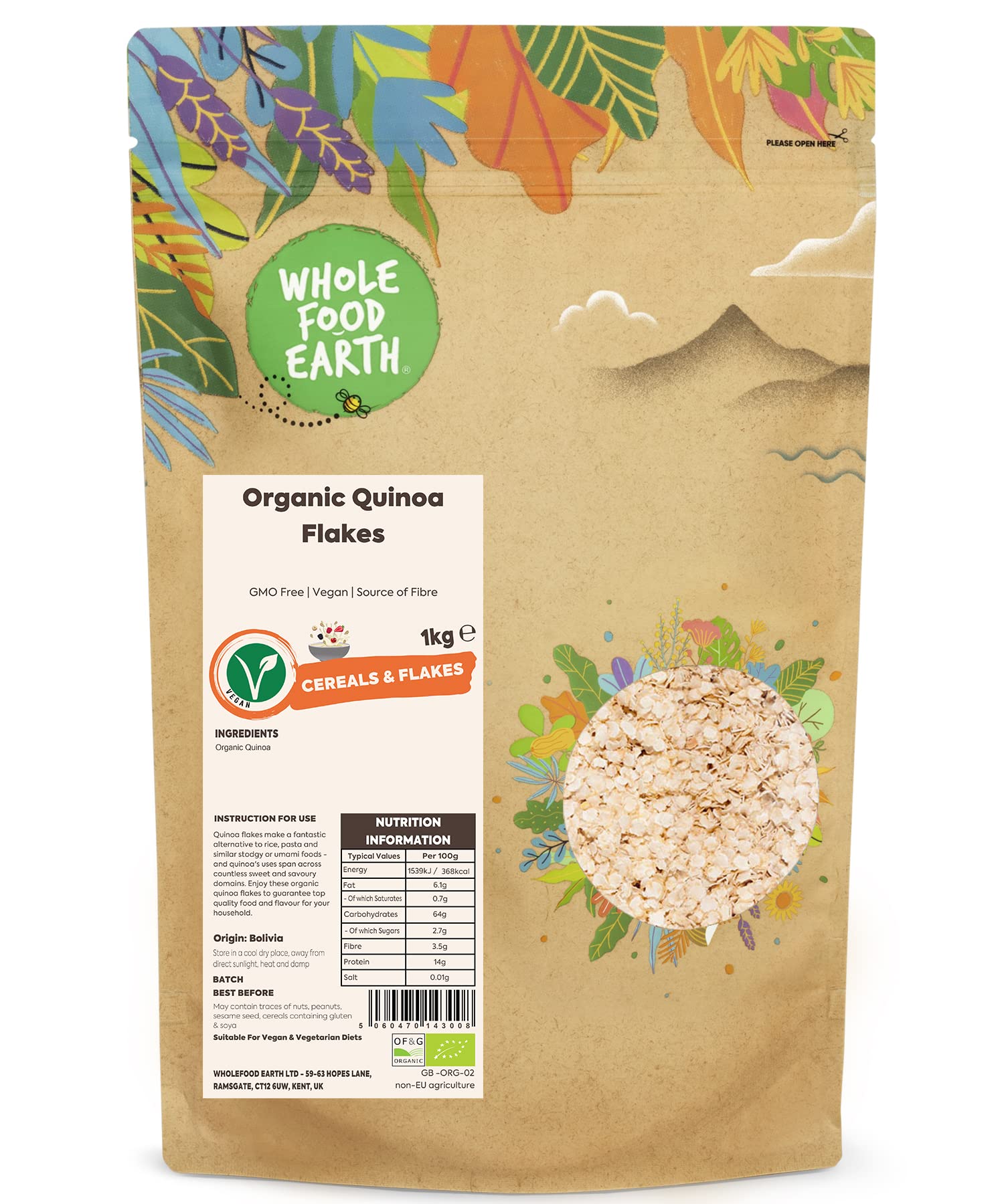 Wholefood Earth Bio-Quinoa-Flocken (1 kg)