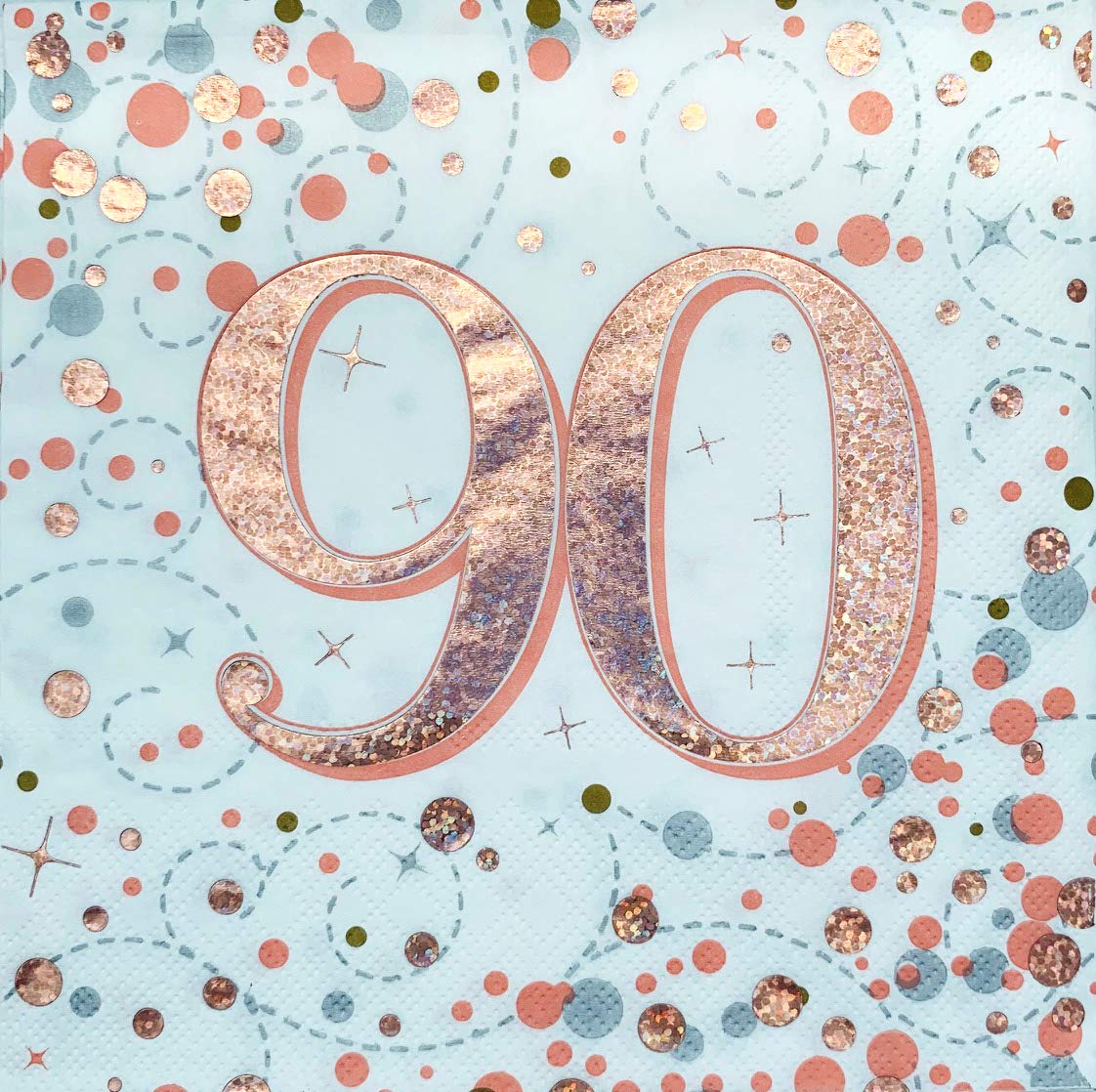 OakTree Sparkling Fizz 90th Rose Gold 3-ply Napkins | 33cm x 33cm | Pack of 16 2