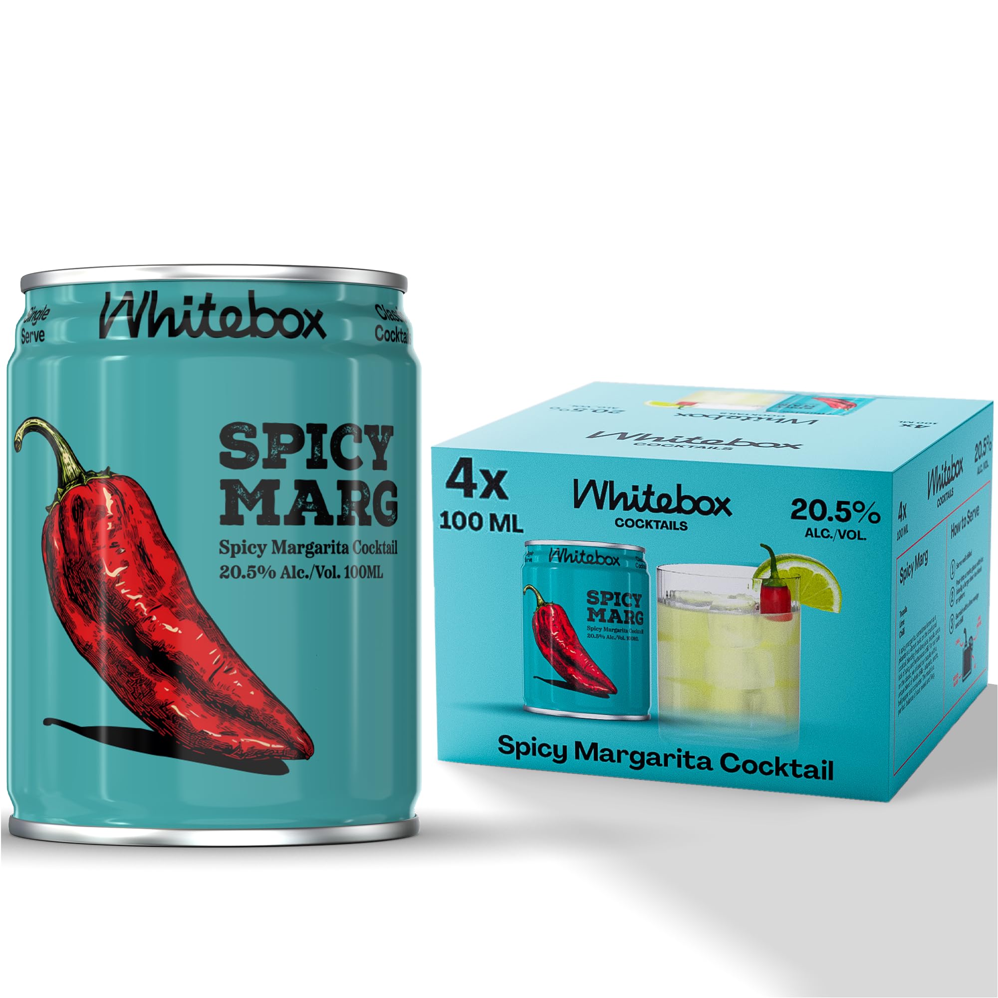 WHITEBOX COCKTAILS Single Serve Spicy Margarita Ready to Drink Cocktail Case of 4