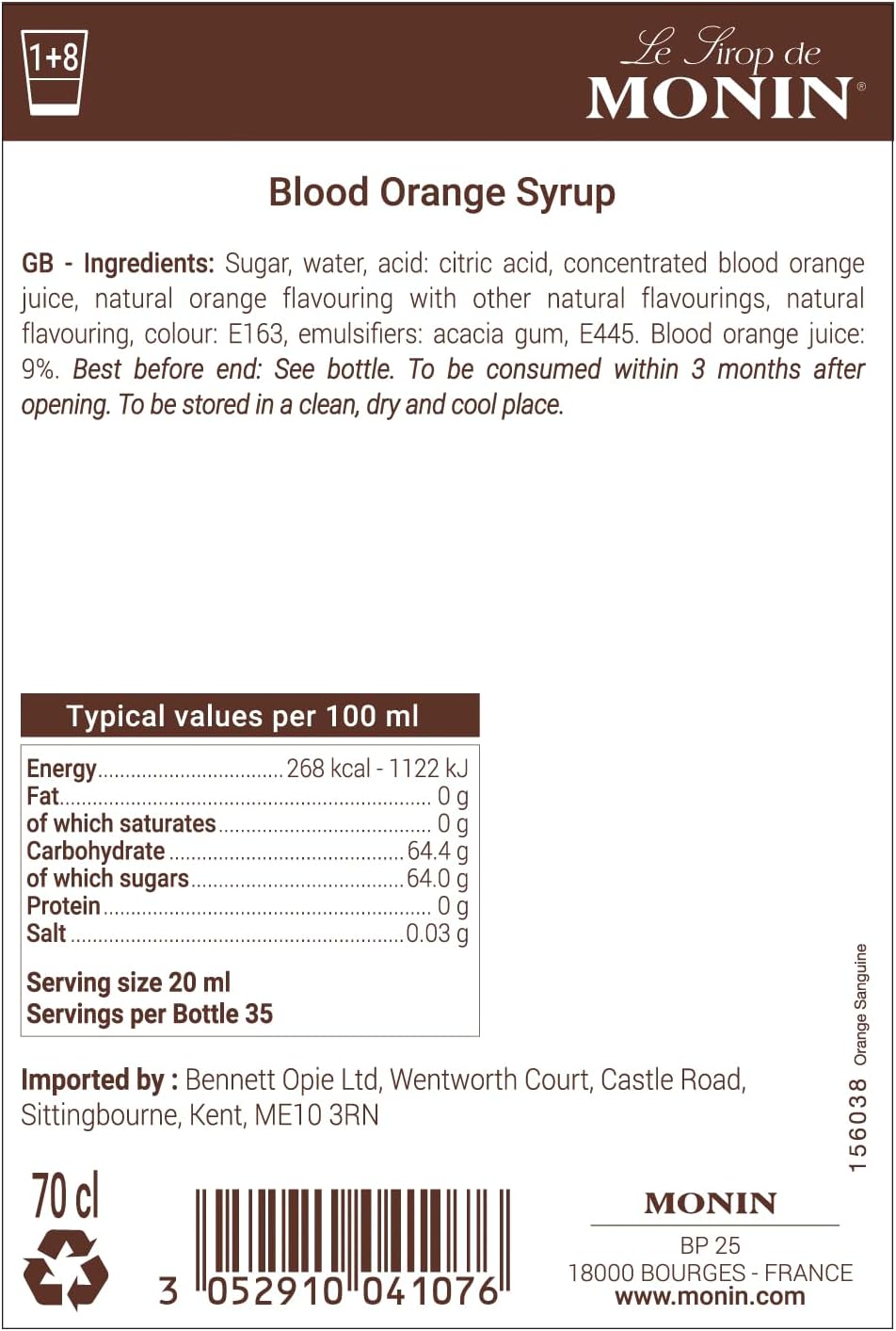 MONIN Blutorangensirup 700 ml – Veganes, natürliches Aroma für Cocktails, Mocktails und Getränke 6