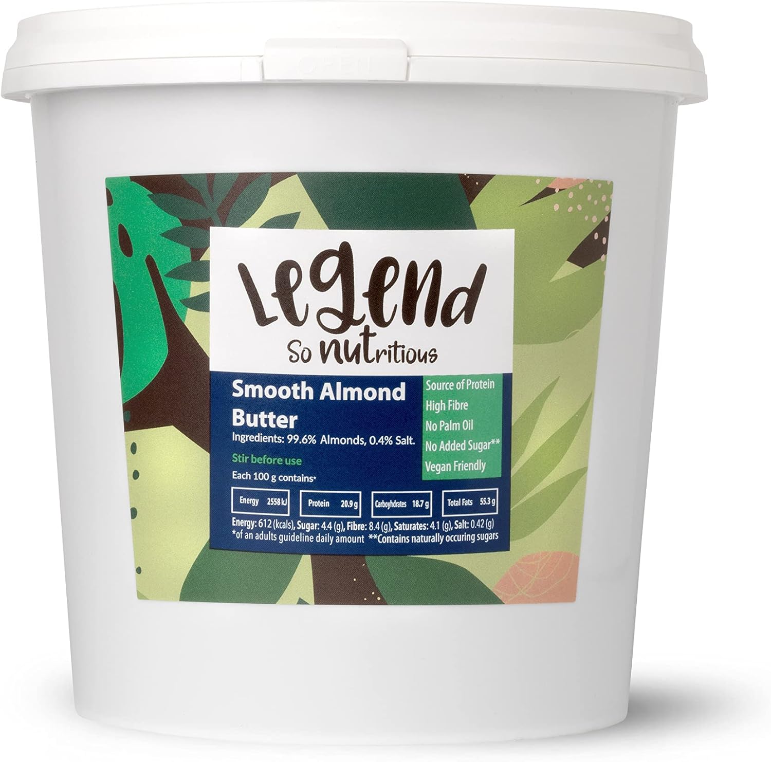 Legend Smooth Almond Butter 1kg - 100% Natural, Vegan, No Added Sugar, High in Protein & Fibre