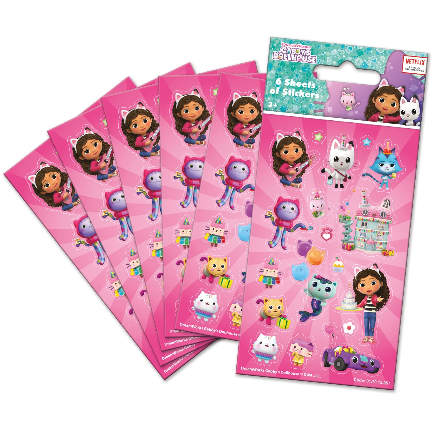 Gabby's Dollhouse Party Bag Stickers - 6 Sheets of Reusable, Colorful Stickers for Kids