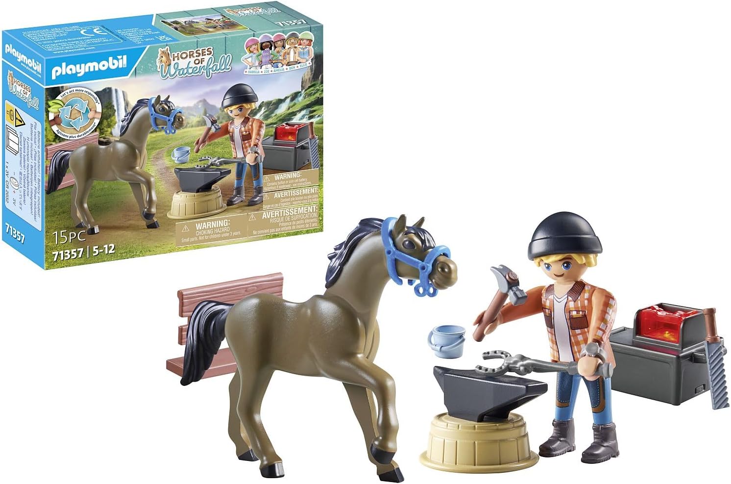 Playmobil 71497 Horses of Waterfall - Farrier Ben and Achilles, Interactive Playset for Ages 4+