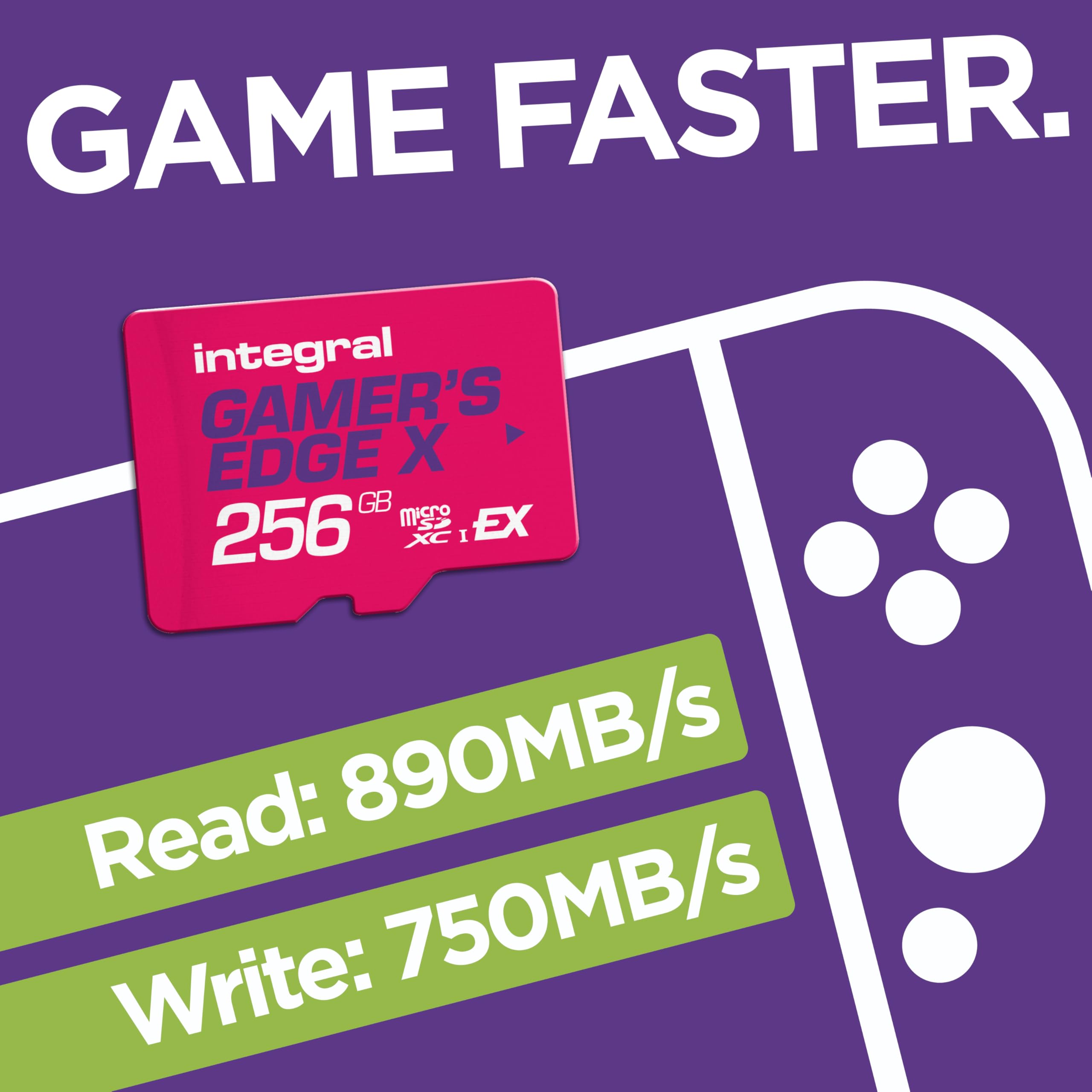 Integral 256GB Gamer's Edge X Micro SD Express Card for Nintendo Switch 2, 890MB/s Read, 750MB/s Write, A2, NVMe PCIe 5