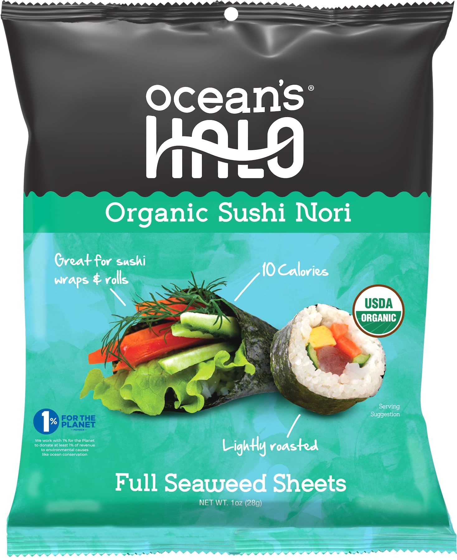Ocean's Halo - Organic Sushi Nori Seaweed Sheets, Gluten-Free & Vegan