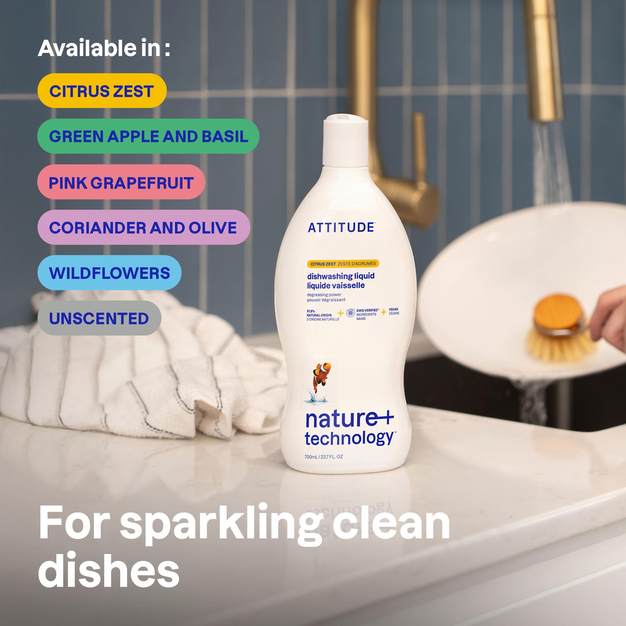 ATTITUDE - Washing Up Liquid, EWG Verified, Plant-Based & Vegan Dish Soap 3