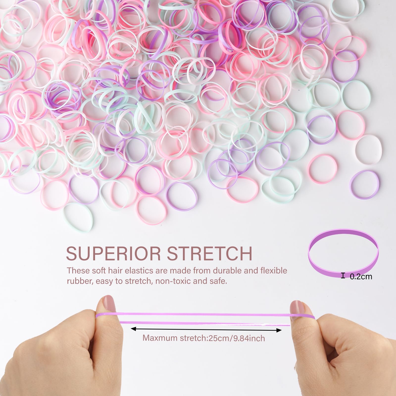 Muexoee Violet Hair Elastics - Gentle Hold Rubber Bands for All Hair Types | 500 Pack 2