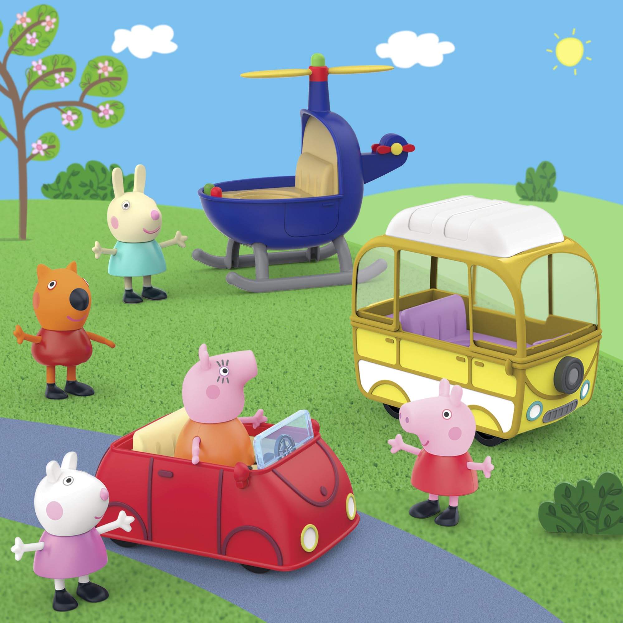 Peppa Pig Little Vehicle Set - 3 Vehicles & 5 Poseable Figures for Kids 3+ 4