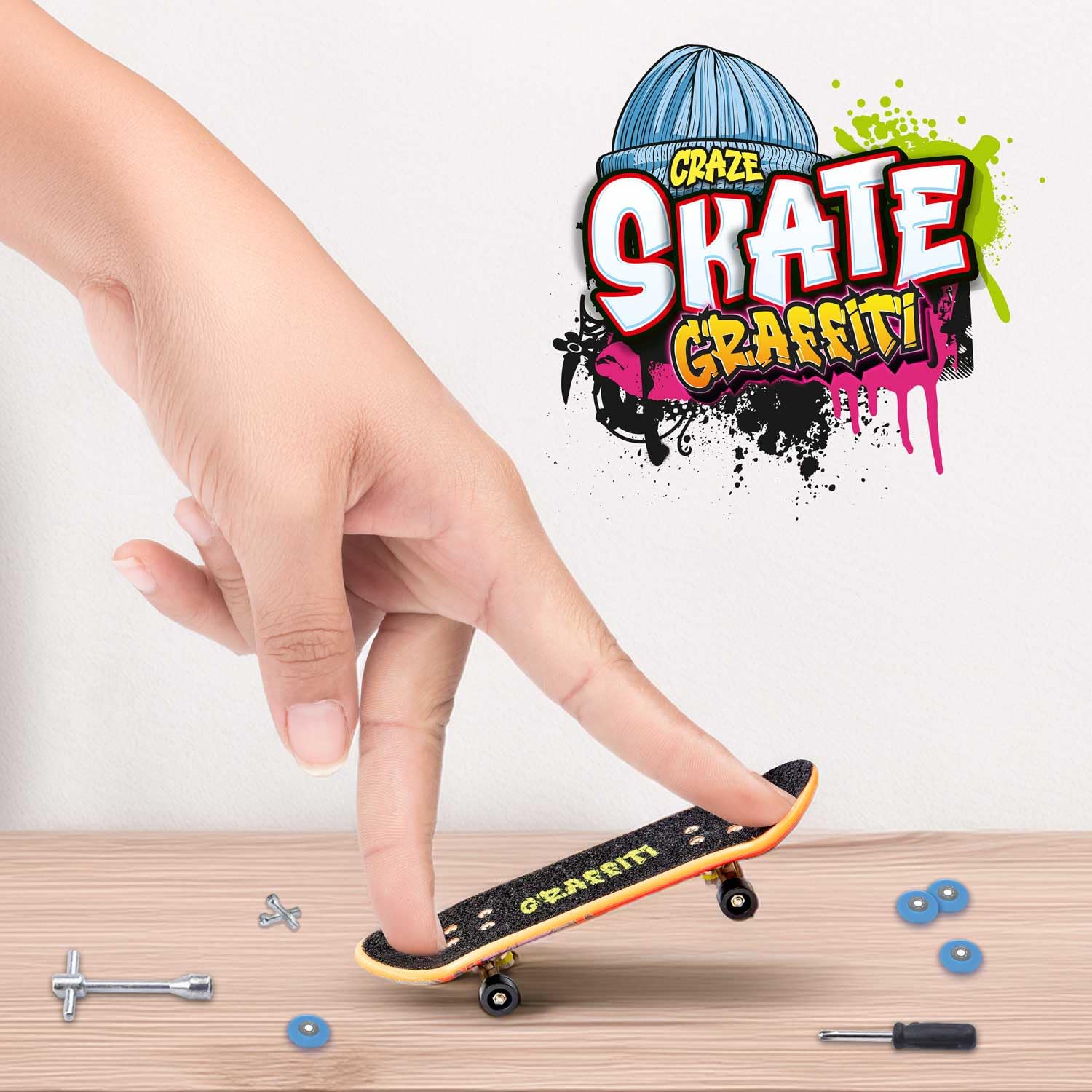 CRAZE SKATE Fingerboard Set Graffiti Edition - 4-Pack Mini Skateboards for Kids 10