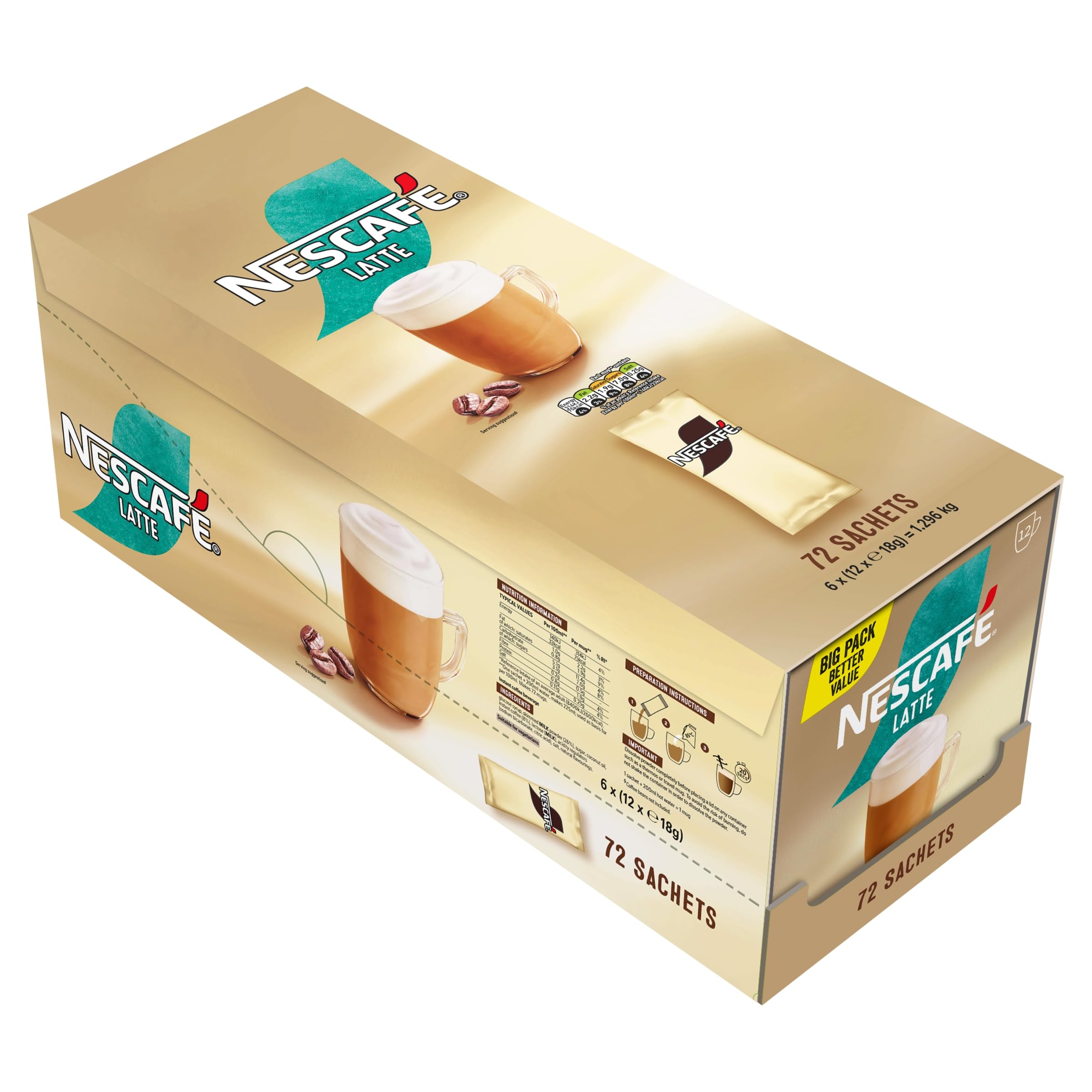 NESCAFÉ Latte Instant Coffee Sachets - 72 x 18g 5