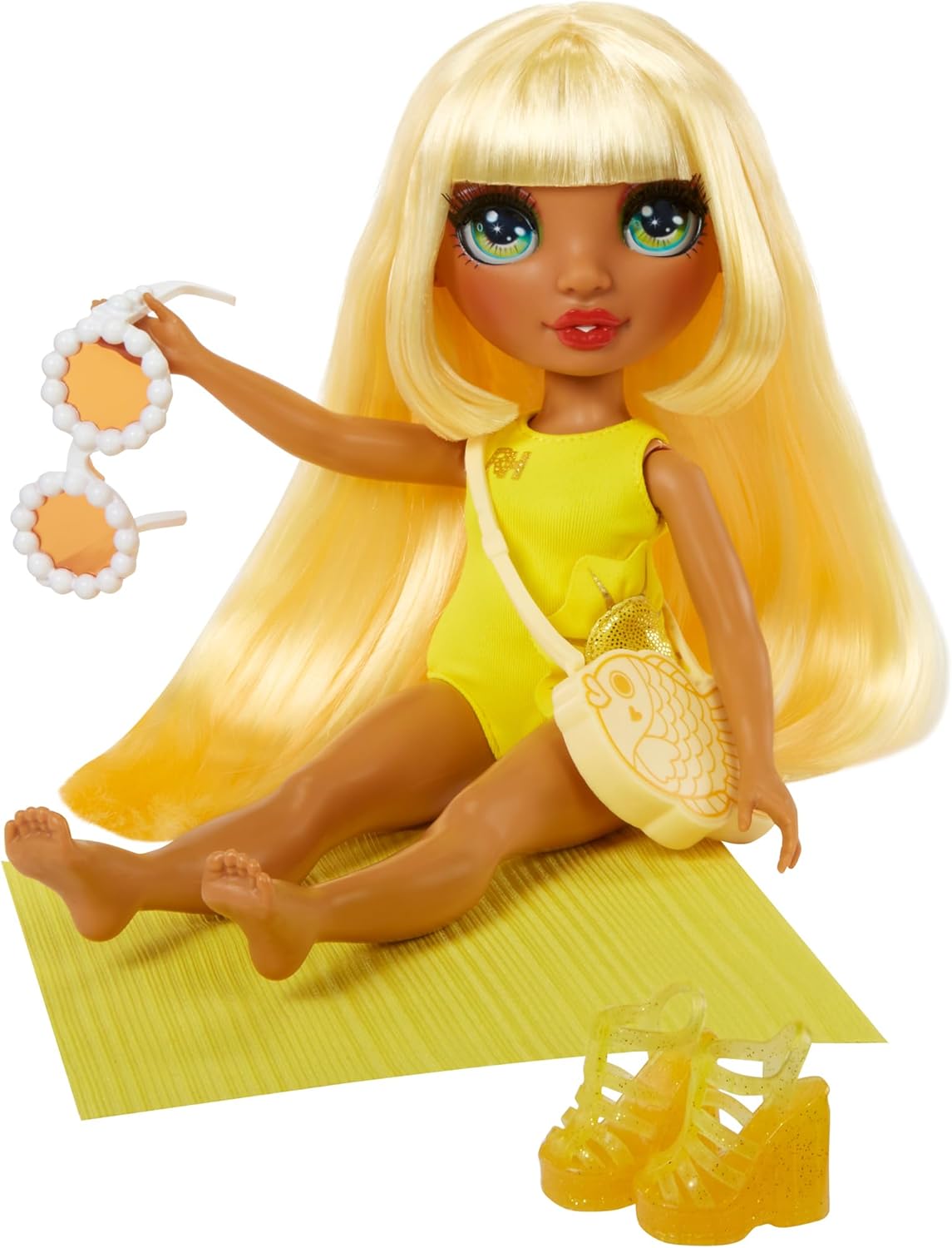 Rainbow High Swim & Style - Sunny (Yellow) - 28 cm Doll with Shimmery Wrap 4