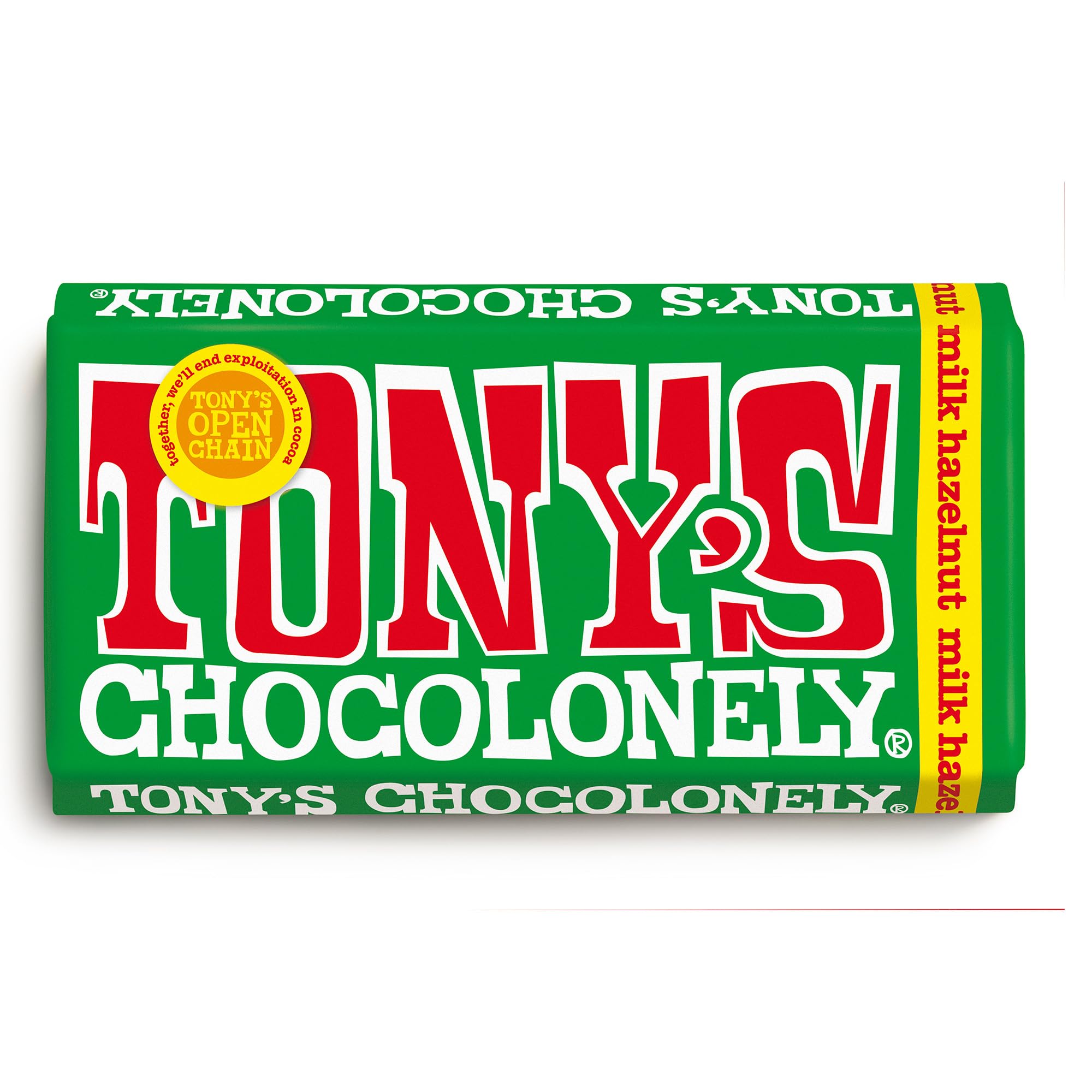 Tony's Chocolonely Milchschokolade mit Haselnüssen – 180 g, Fairtrade-Schokoladentafel aus Belgien, vegetarischer Snack