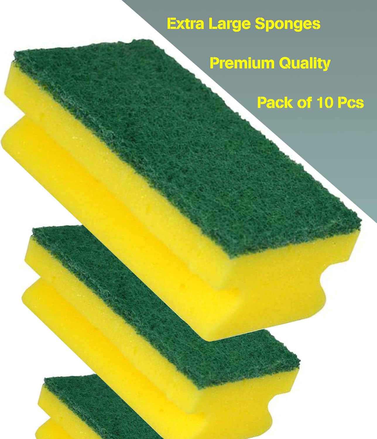 HomeSmith Heavy Duty Scrub Large Sponge - Dual-Sided Dishwashing & Cleaning Sponge (Pack of 10) 3