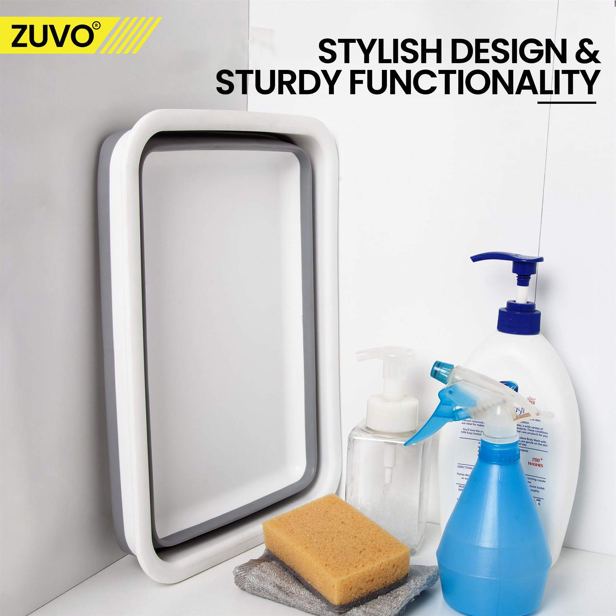 Zuvo - Collapsible Washing Up Bowl 10L Laundry Basket for Sink 5