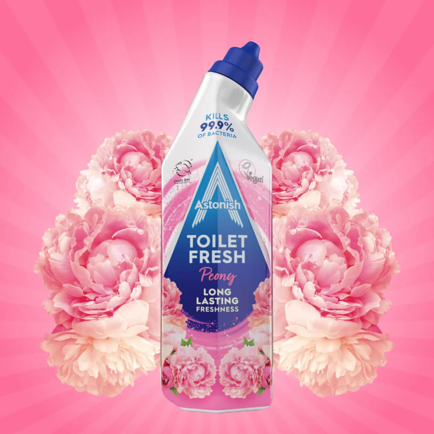 Astonish Peony Toilet Fresh Gel - Kills 99.9% Bacteria | Prevents Limescale | 750 ml