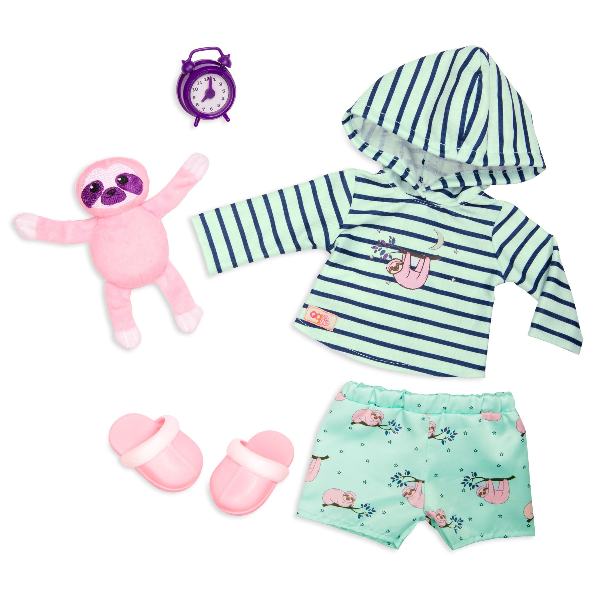 Our Generation Sleepy Sloth Outfit - Pajama Set with Plush Sloth for 46 cm Dolls