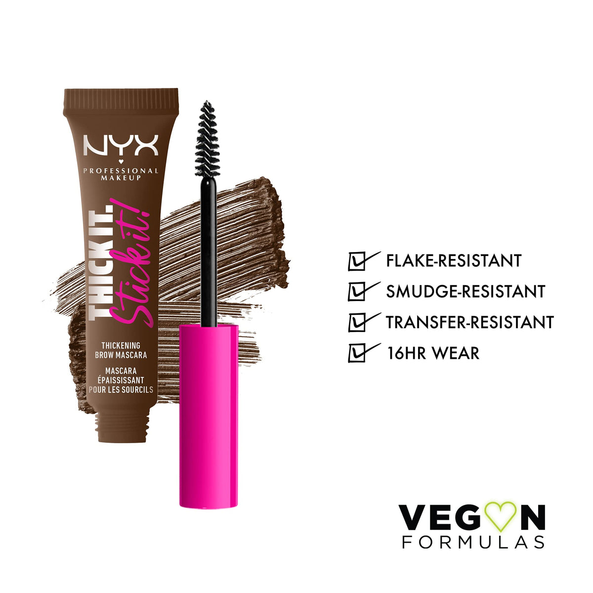 NYX PROFESSIONAL MAKEUP Thick It. Stick It! Brow Mascara - Thickening & Long Lasting | 7 ml | 06 Brunette