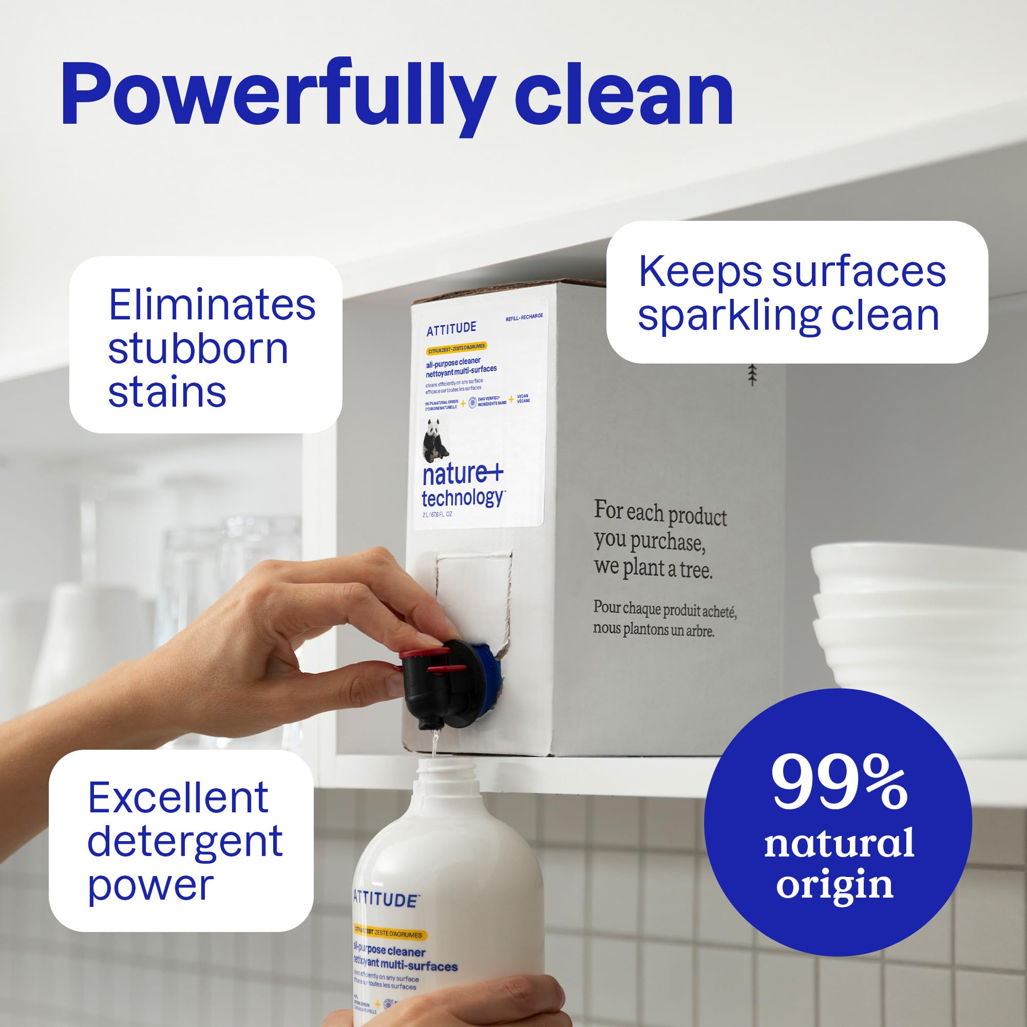 ATTITUDE All-Purpose Cleaner Spray - EWG Verified, Vegan, 94% Natural Origin Ingredients, Citrus Zest Scent, 800 ml 3