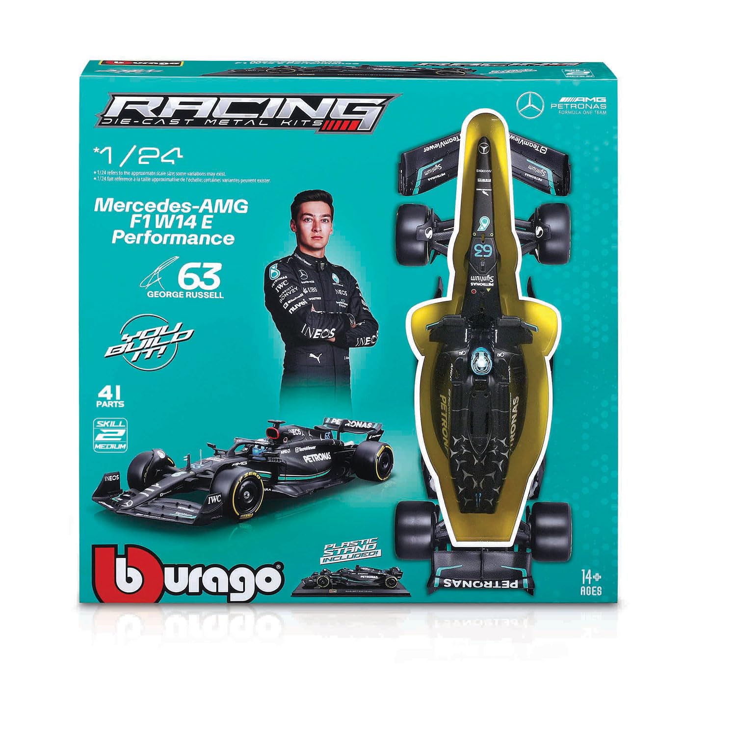 Bburago Build-It-Yourself Die-Cast Formula 1 Model Kit - Mercedes AMG W14 '23 | Ages 8+ 3