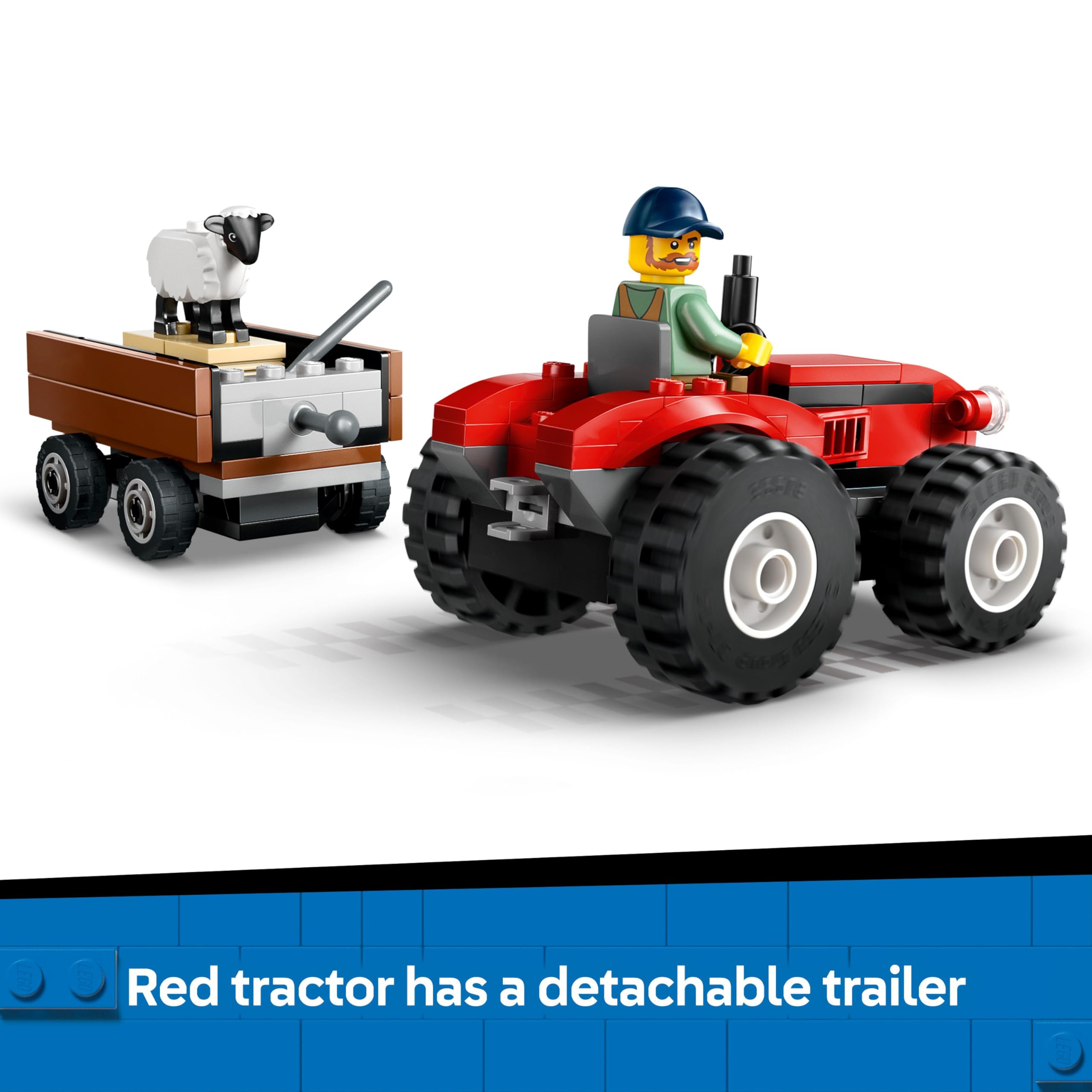 LEGO City Red Farm Tractor with Trailer & Sheep Toy Set - Building Playset for Ages 4+ 3