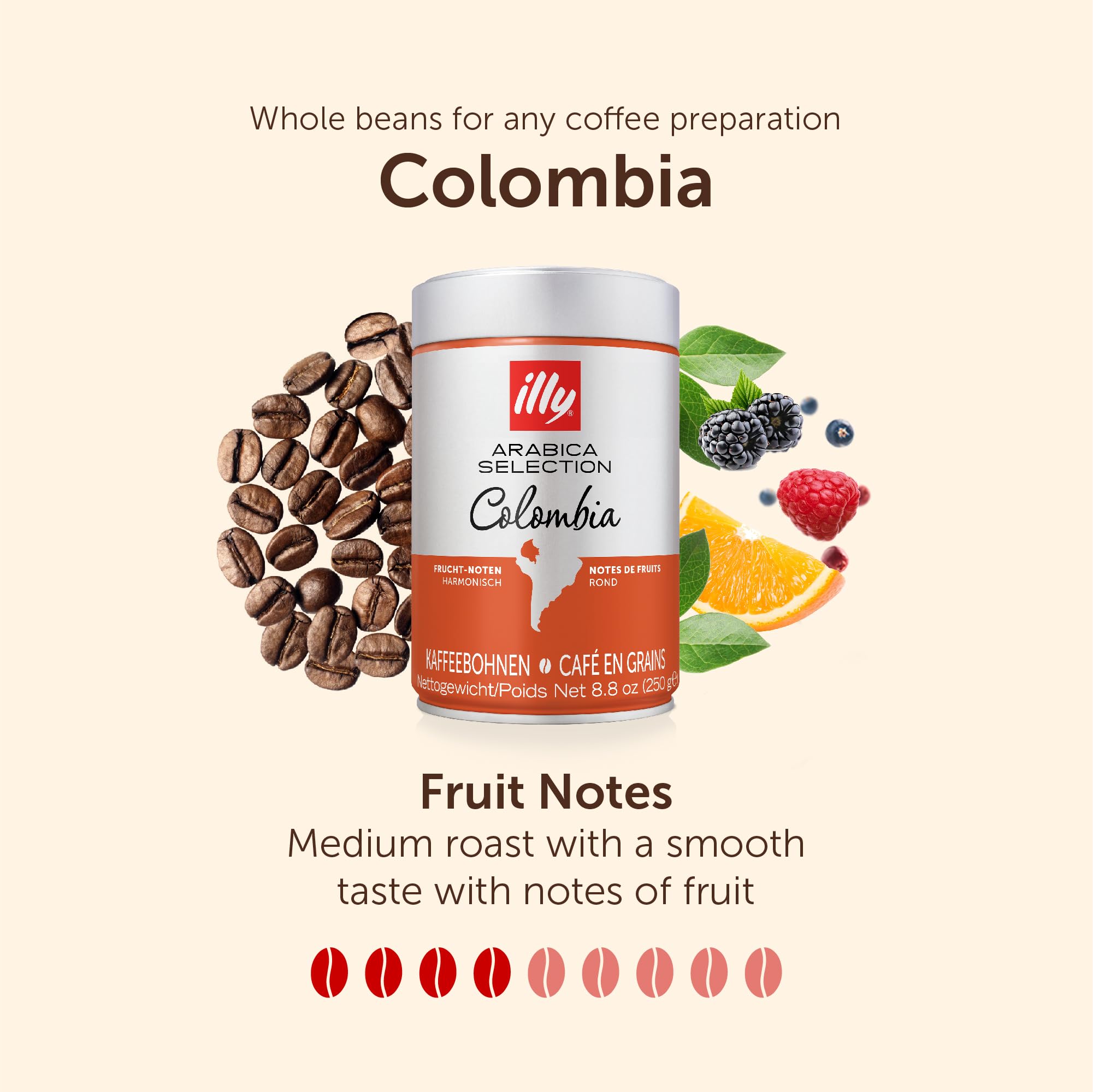 illy - Colombia Single Origin Medium Roast Coffee Beans - 100% Arabica - Ideal for Espresso, Moka Pot, Filter - 250g Tin 5