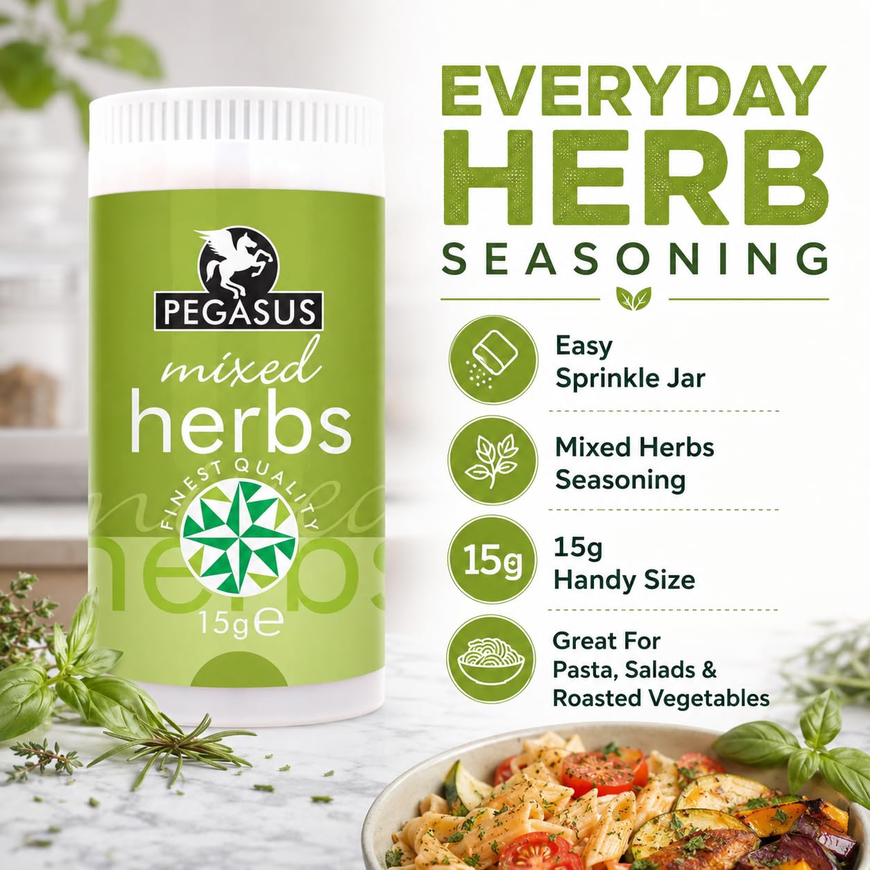 Pegasus Mixed Herbs - 15g Jar | Premium Dried Herb Blend | Easy to Use 2