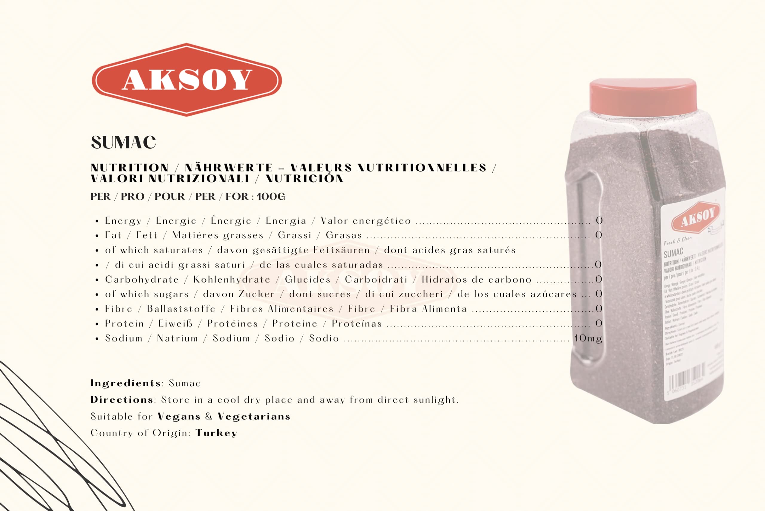 Aksoy Premium gemahlener Sumach, 500 g Glas – 100 % natürliches, frisches und würziges Gewürz für die nahöstliche Küche 6