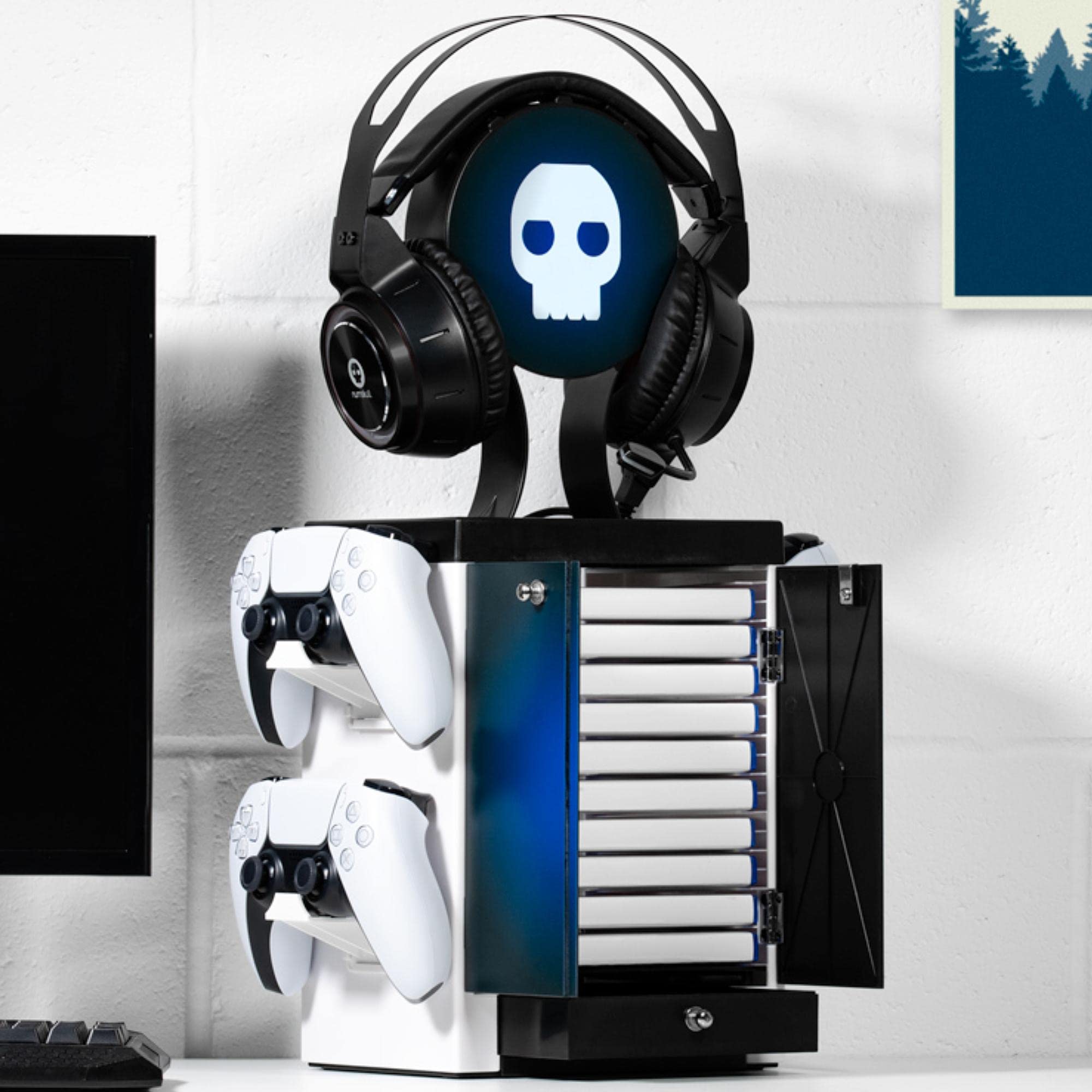 Numskull PS5-Inspired Gaming Storage Stand – Holds 10 Games, 4 Controllers, Headset & Accessories 7