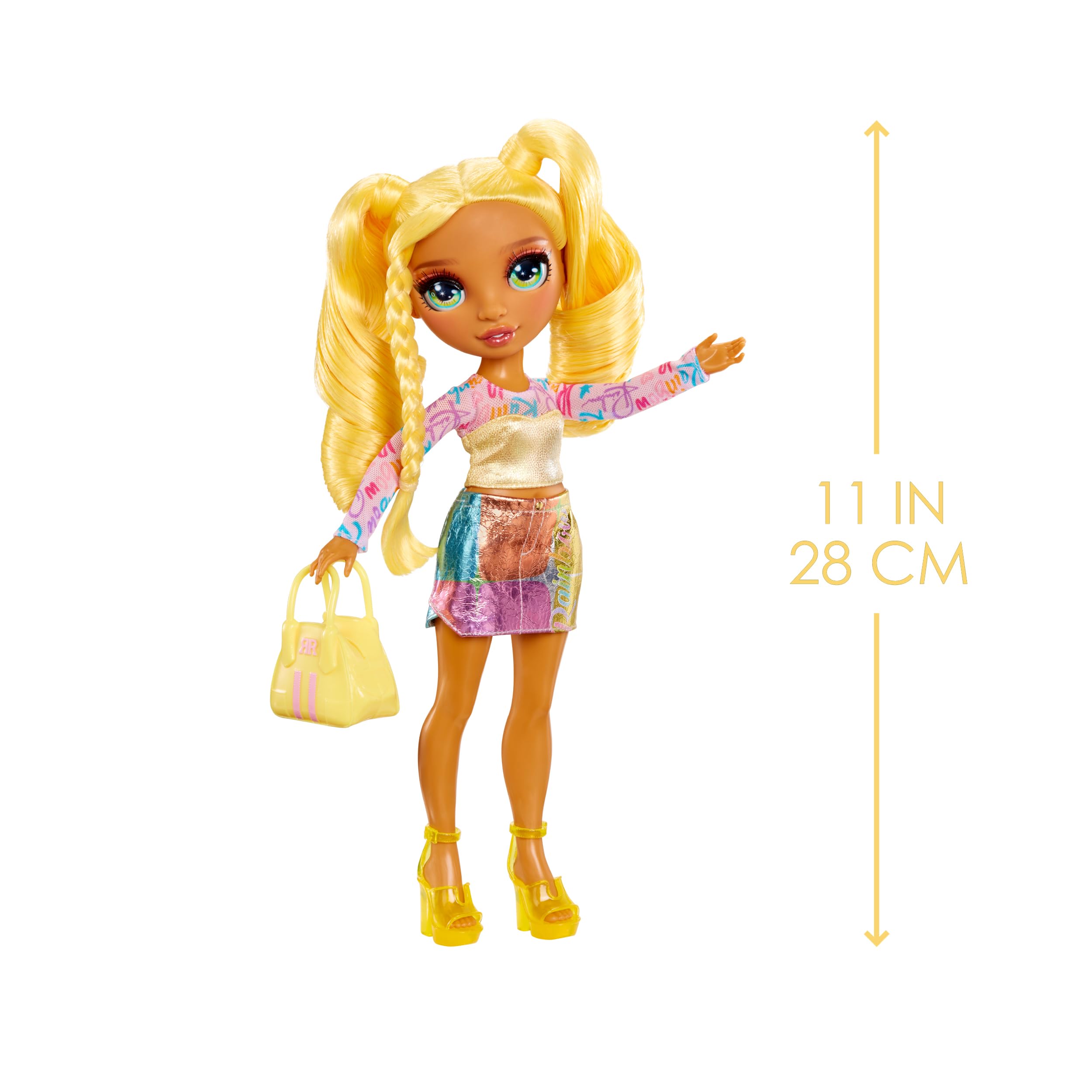 Rainbow High Sunny Fashion Doll - 28cm Posable Doll with Yellow Statement Outfit, Handbag & Shoes 3