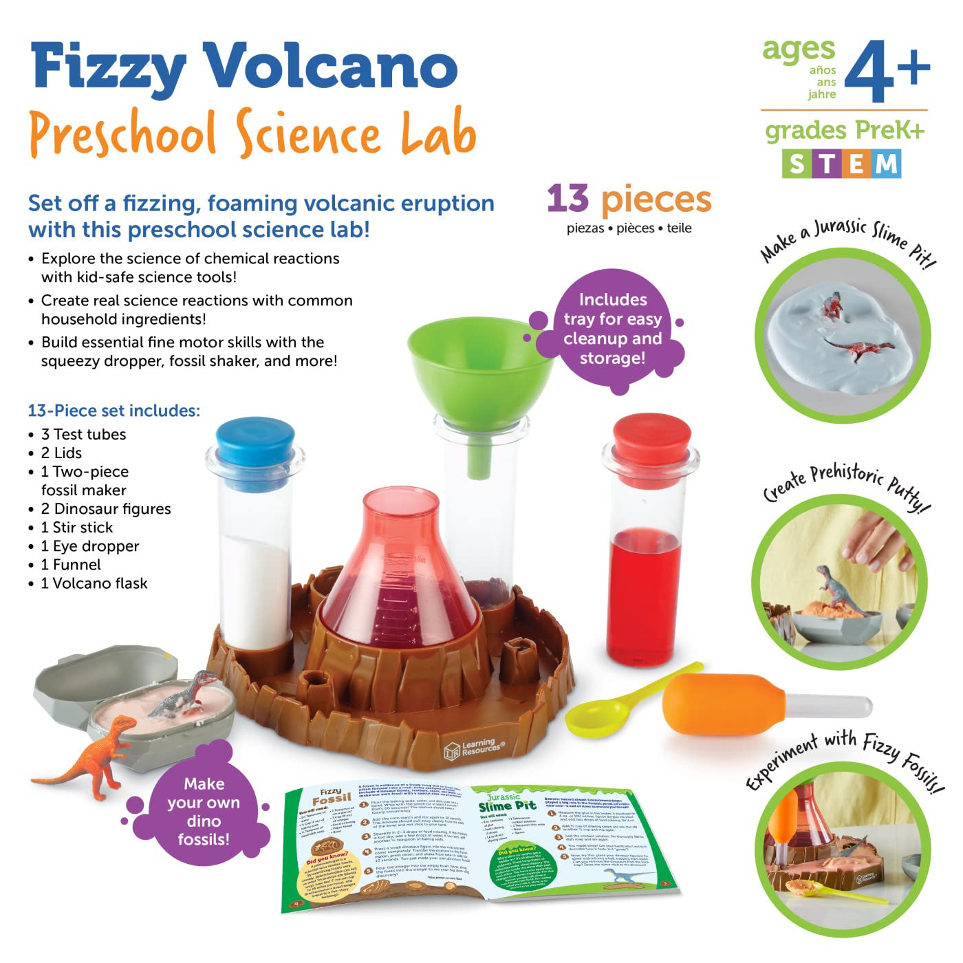 Learning Resources Fizzy Volcano Preschool Science Lab Set Ages 4+, Fizzy Foamy Reactions Chemistry Experiments for Kids, STEM Toys for Kids, 13 Pieces 5