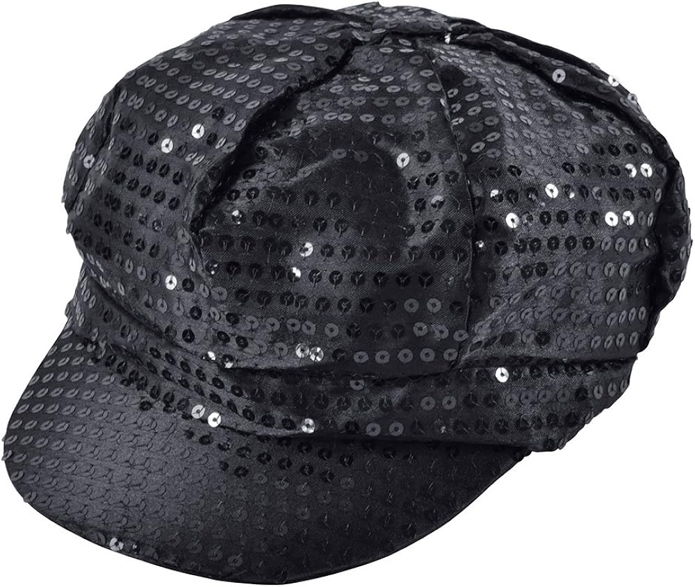 Bristol Novelty BH540 Sequin Cap 70’s Style Black Hat