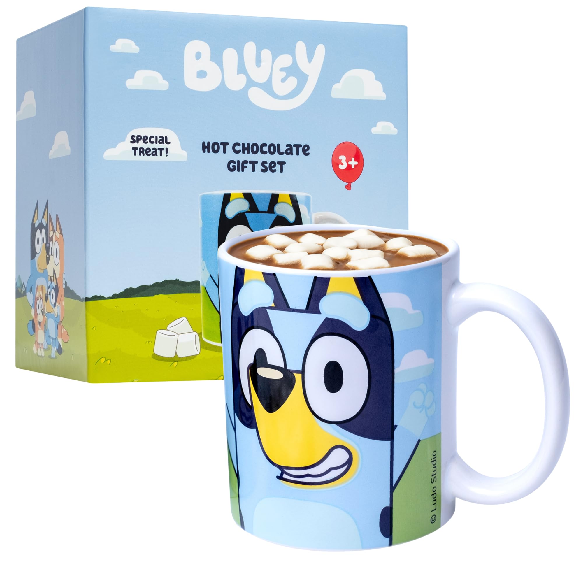 Beams International - Bluey Hot Chocolate Gift Set with Mug Featuring Bluey & Bingo