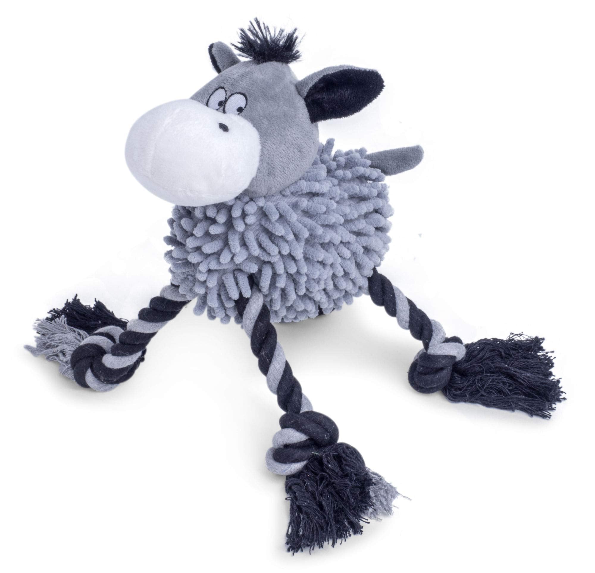 Petface Farmyard Buddies Noodle Donkey Plush Dog Toy | Small Size | Rope Material