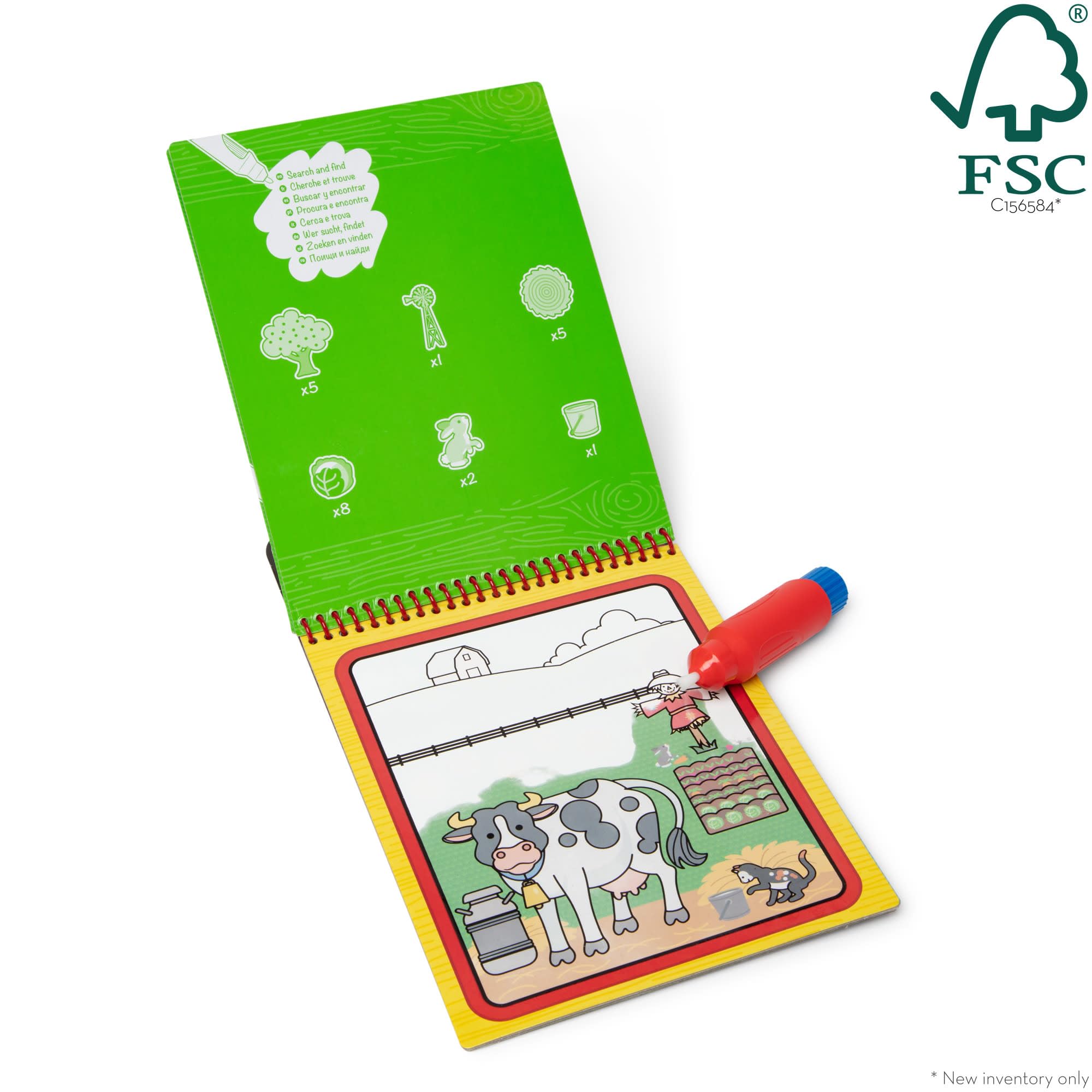 Melissa & Doug Water Reveal Pad - Farm | Reusable Coloring Book with Water Pen | Ages 3-6 11