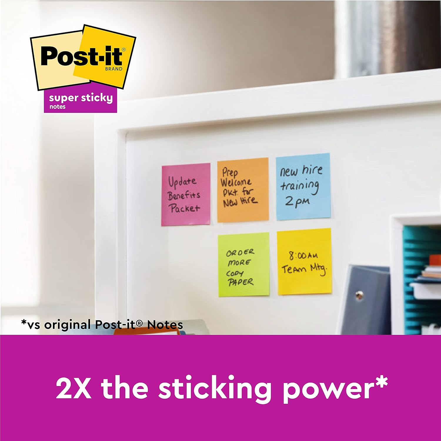 Post-it Super Sticky Notes, Pack of 6 Pads, 90 Sheets/Pad, 76mm x 127mm, Ideal for Desk, Office, School and Memos, Miami Colour Collection 3