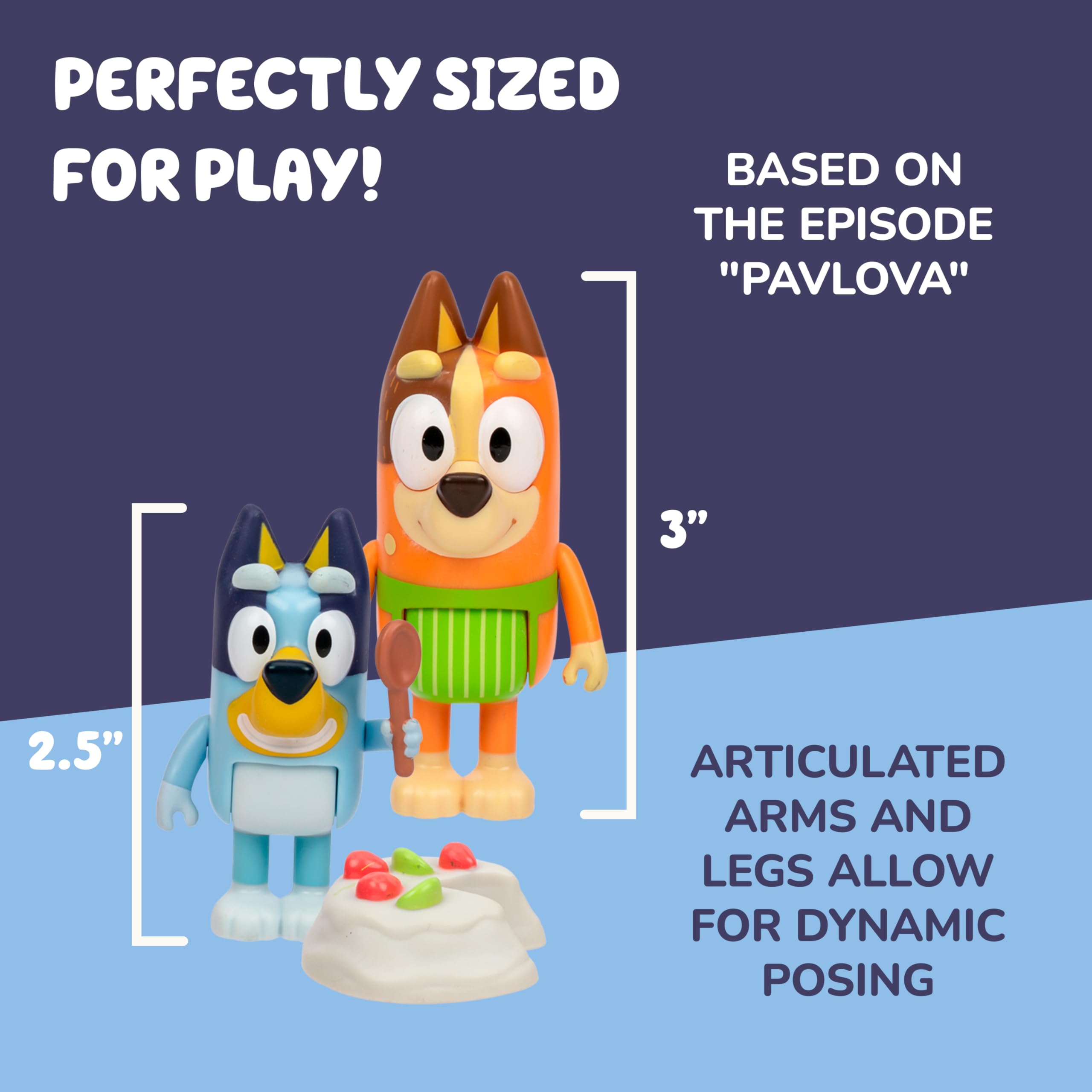 Bluey Pavlova 4-Pack Playset - Includes Chilli, Bluey, Bingo & Bandit Figures 4