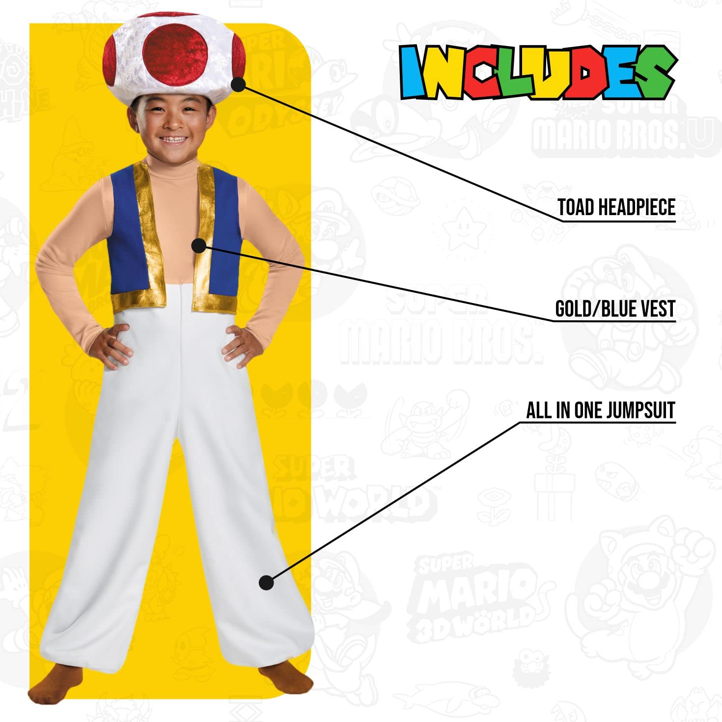 Nintendo Toad Costume - Disguise Deluxe Kids Fancy Dress for Mario Fans 5