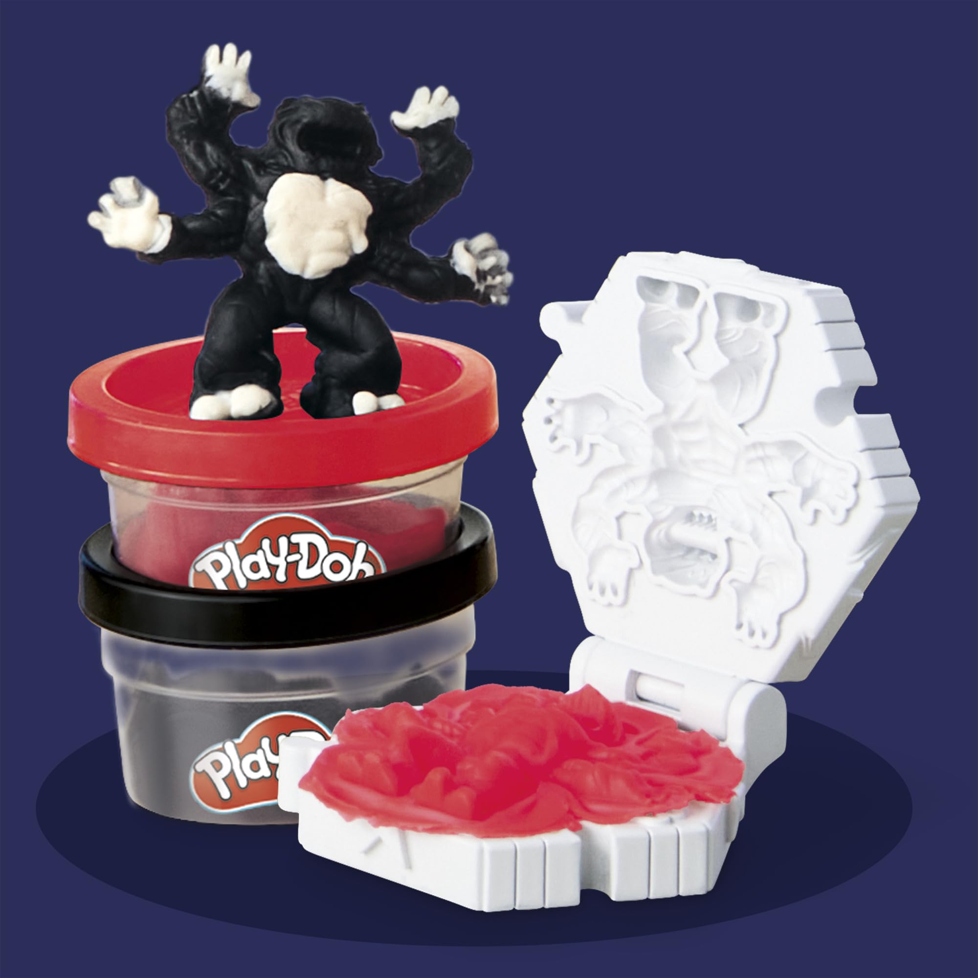 Play-Doh Marvel Captain America Moto-Slicer Spielset – Biegsame Figur, Motorradwerkzeug und 3 Wannen, ab 4 Jahren 3