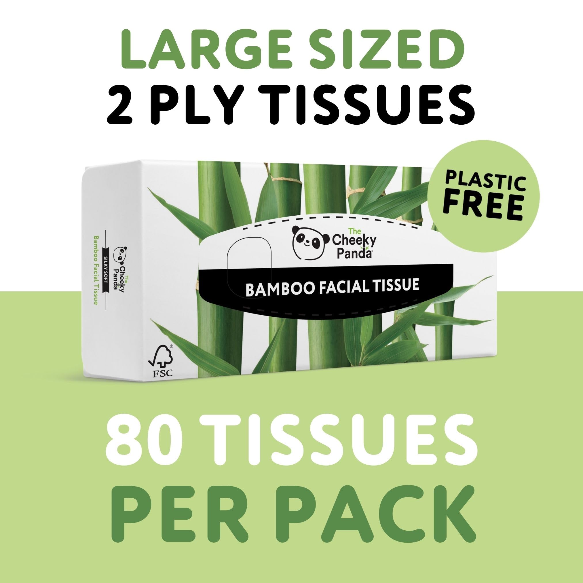 The Cheeky Panda – Bamboo Facial Tissues 3-Ply Flat Box (80 Tissues) Hypoallergenic, Plastic-Free, Eco-Friendly 10