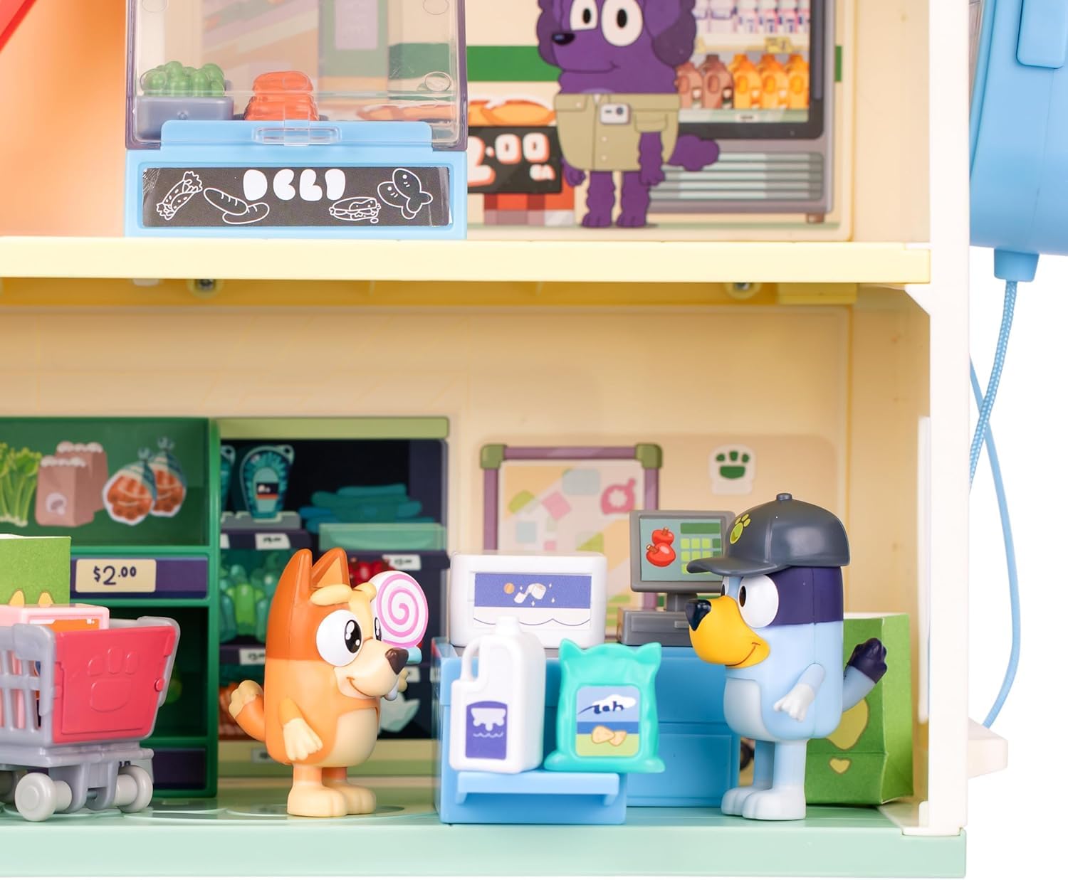 Bluey Supermarket Playset - 3-Level Interactive Play with Exclusive Bluey & Bingo Figures 4