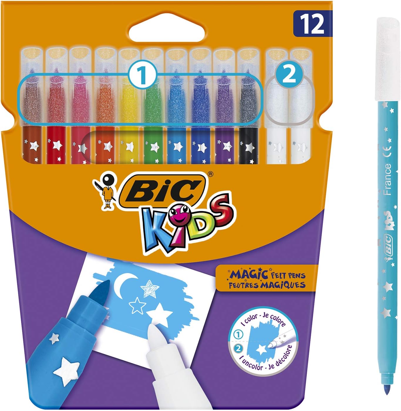 BIC Kids Magic Felt Pens - Medium Point Erasable Markers for Kids 5+