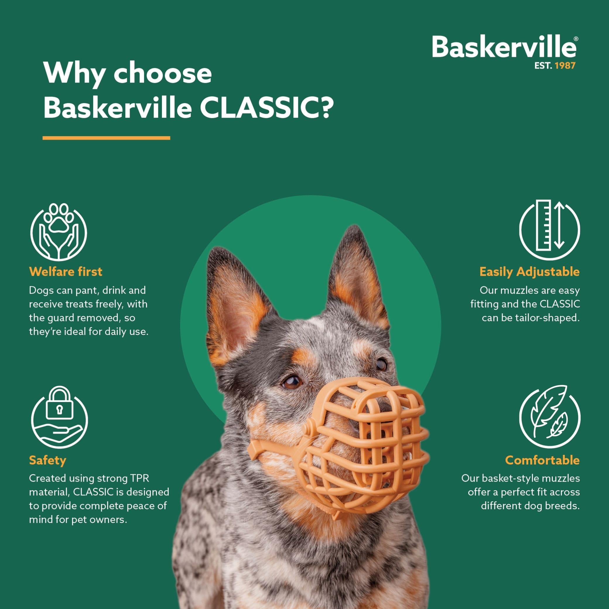Baskerville Classic Basket Muzzle - Size 3 Brown | Prevents Biting & Scavenging | Dog Muzzle 8