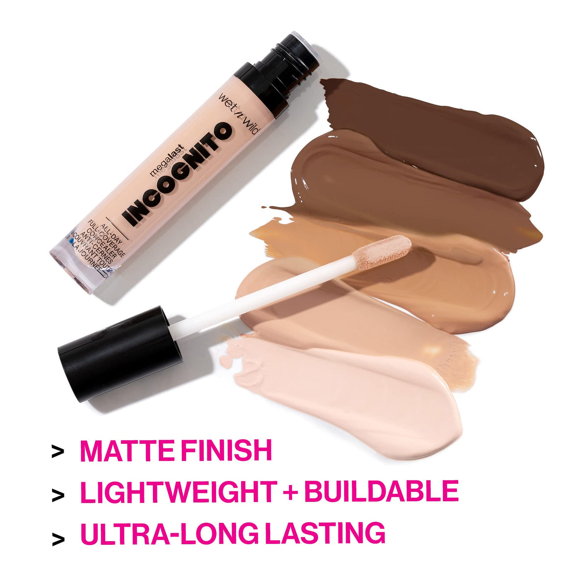 Wet n Wild MegaLast Incognito Full-Coverage Concealer - Long-Lasting Matte Finish, Hydrating Formula, Fair Beige