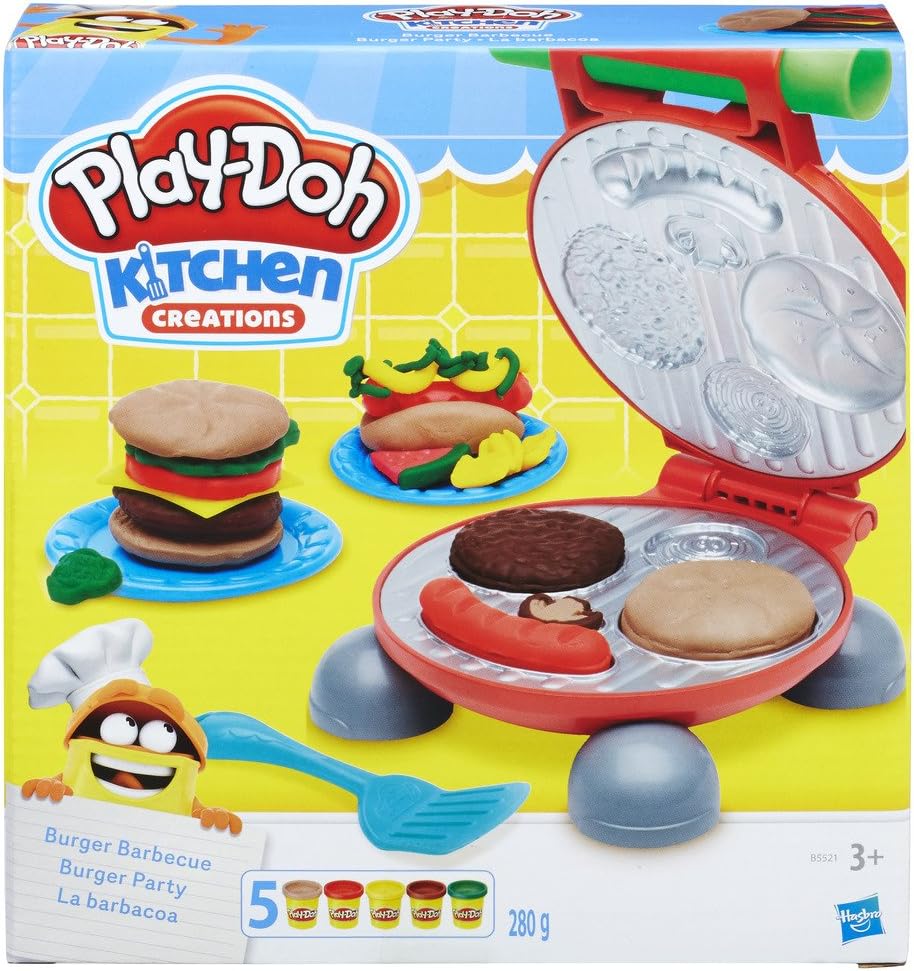 Play-Doh Burger Barbecue Set - Interactive Pretend Play Cooking Toy for Kids 3+