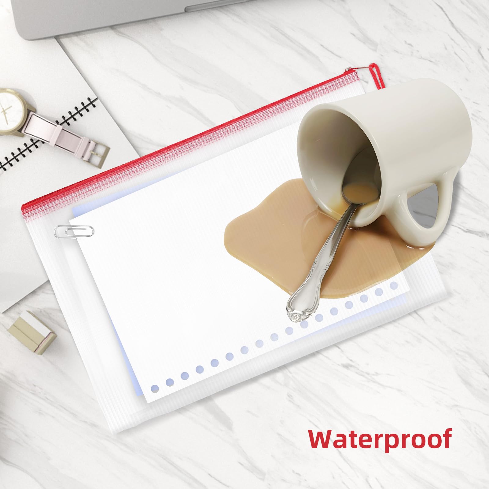 NORTHERN BROTHERS A4 Plastic Zip Wallets - 6PCS Waterproof Document Folders with Labels 5